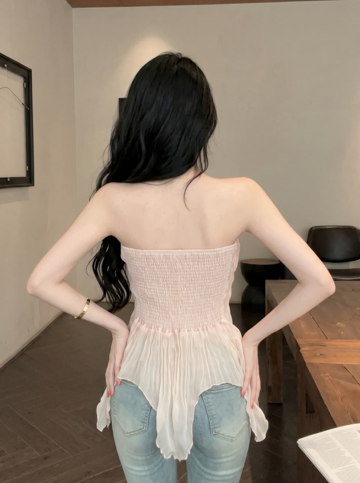 실사 불규칙 섹시함 백리스 민소매 튜브탑 조끼 여성 여름 아름다운 포장 가슴 핫걸 몸매 가꾸기 외출용 맨위 상세 이미지 9
