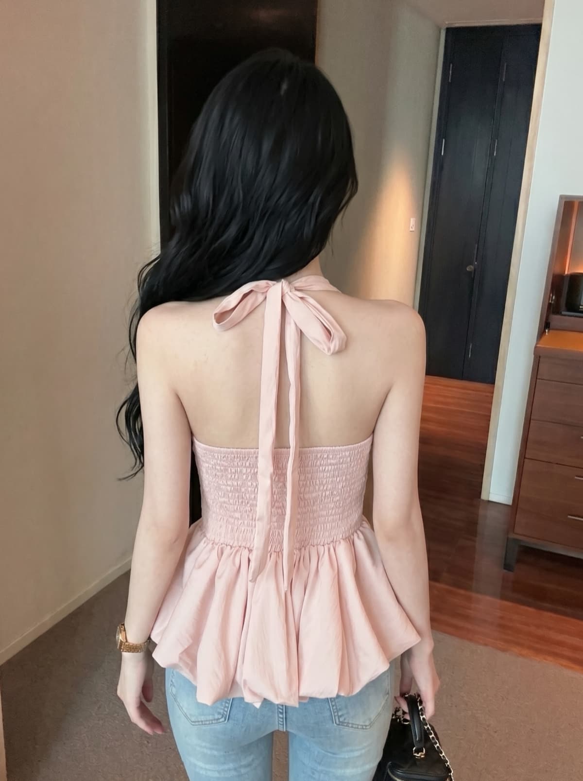 실사 여름 ootd 착용 가져 가라. 프릴 밑단 행침 목 캐미솔 프랑스식 달콤한 핫걸 민소매 맨위 상세 이미지 11