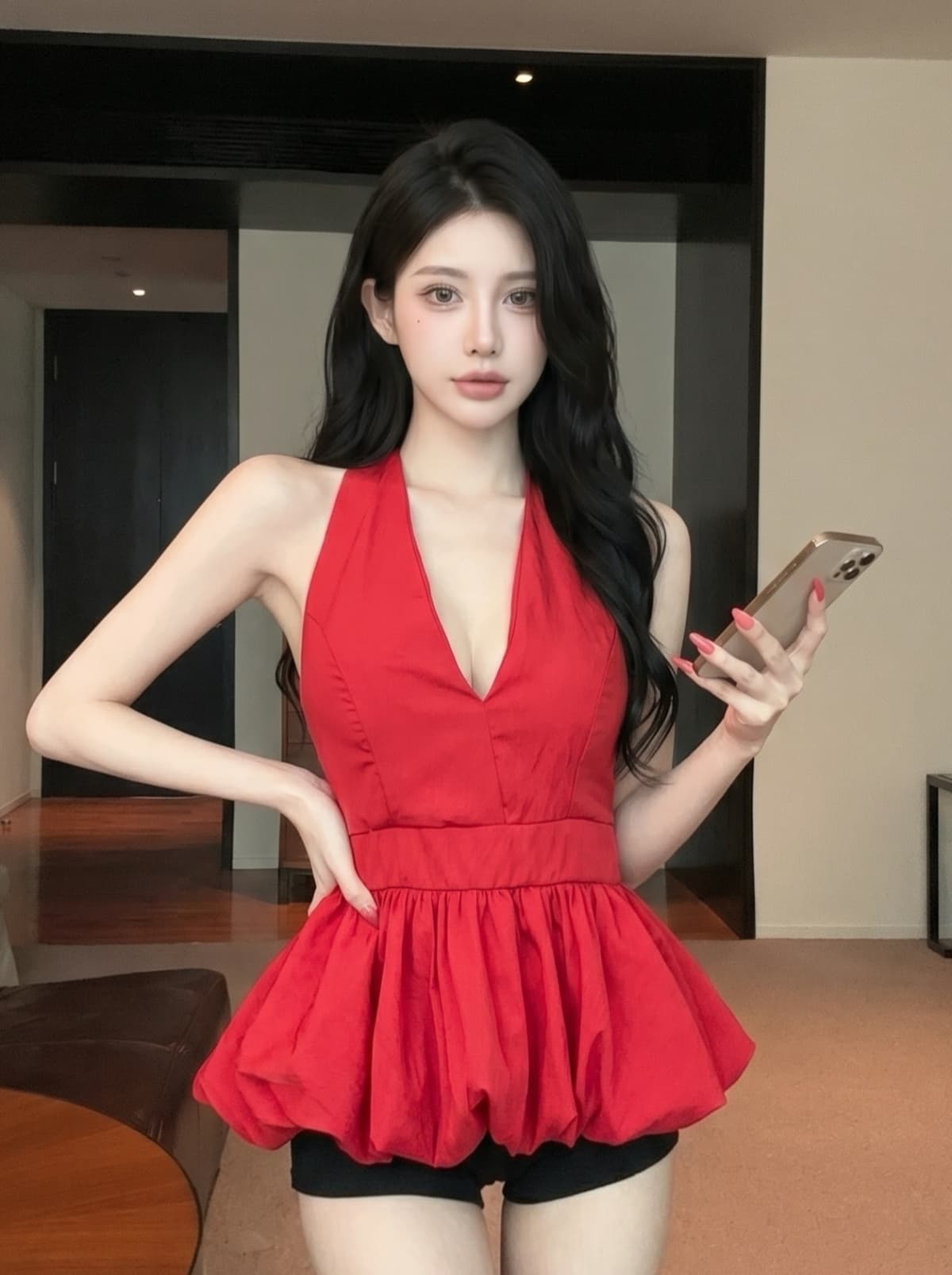 실사 여름 ootd 착용 가져 가라. 프릴 밑단 행침 목 캐미솔 프랑스식 달콤한 핫걸 민소매 맨위 상세 이미지 15