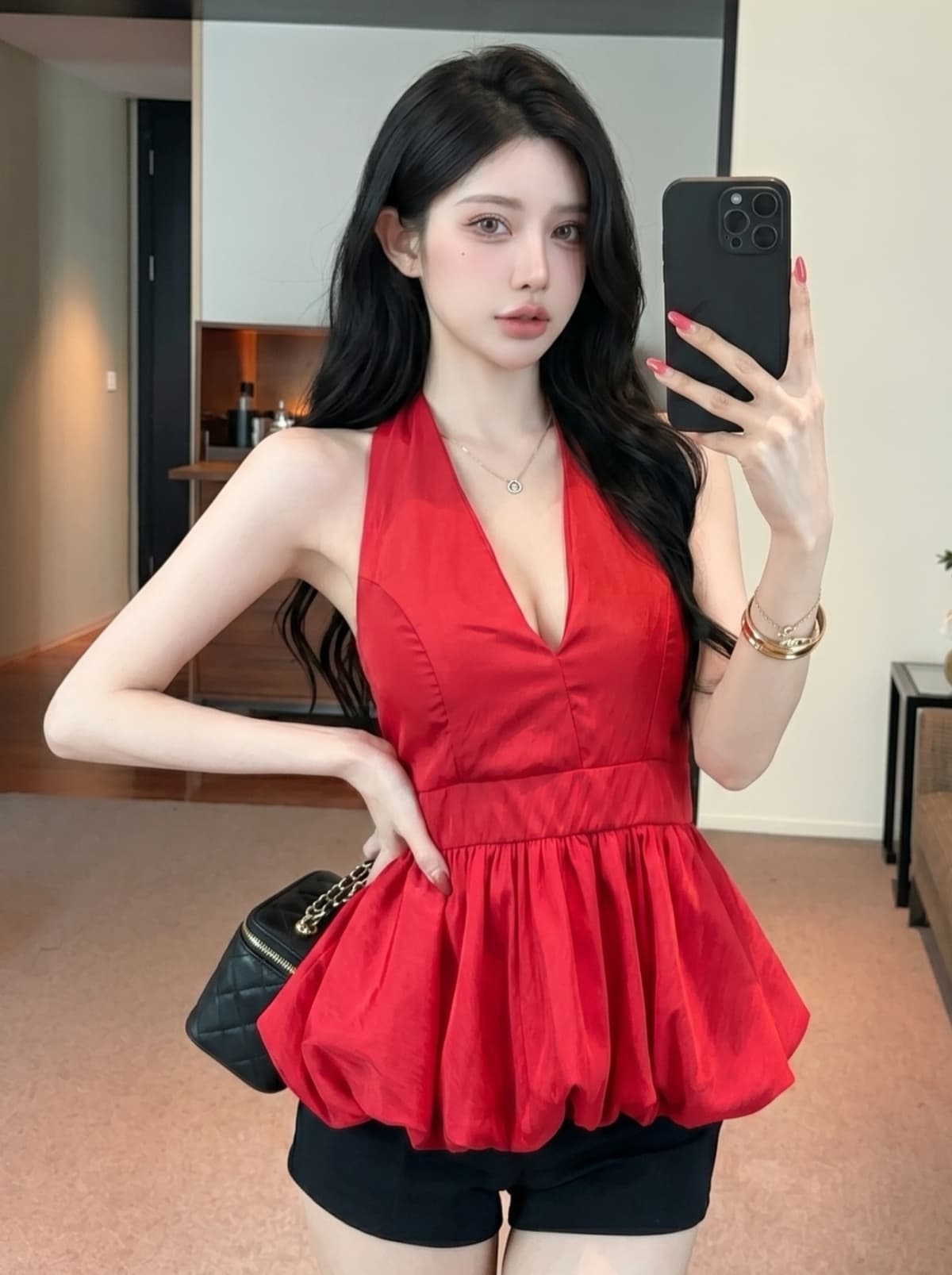 실사 여름 ootd 착용 가져 가라. 프릴 밑단 행침 목 캐미솔 프랑스식 달콤한 핫걸 민소매 맨위 상세 이미지 16