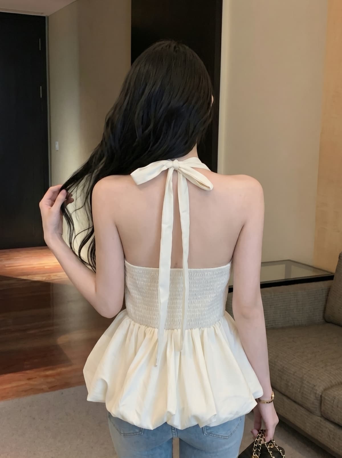 실사 여름 ootd 착용 가져 가라. 프릴 밑단 행침 목 캐미솔 프랑스식 달콤한 핫걸 민소매 맨위 상세 이미지 21