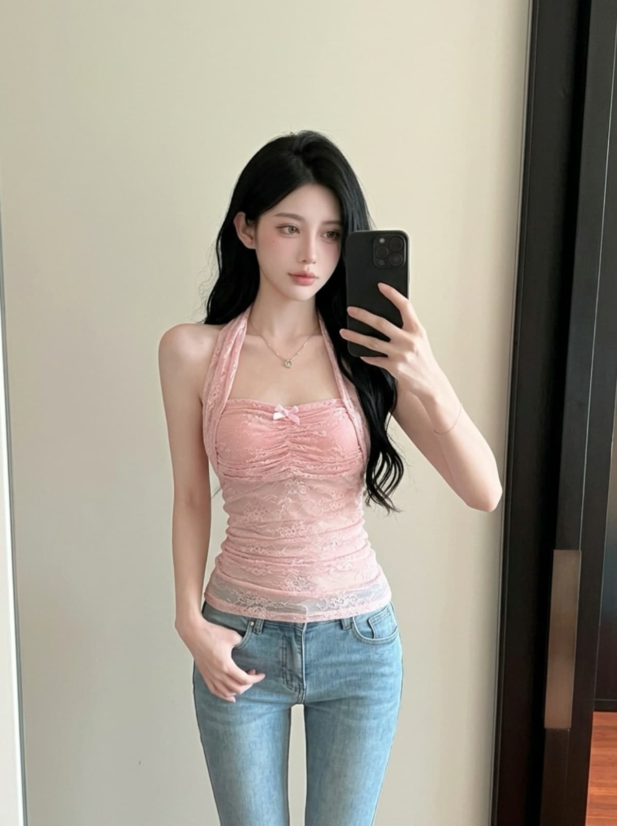 실사 한 제인 행침 목 스타일 십자가 시스루 포장 가슴 조끼 여성 여름 새로운 빛 럭셔리 명문 여성 몸매 가꾸기 휴가 맨위 상세 이미지 12