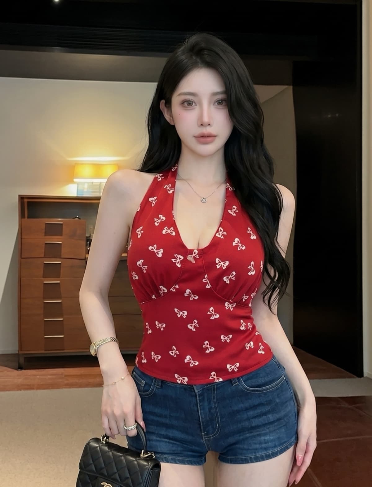 실사 레트로 행침 목 슬립 작은 조끼 여성 여름 외출용 아름다움 뒤로 쇼트 스타일 백리스 맨위 고급 센스 언더 코트 상세 이미지 7