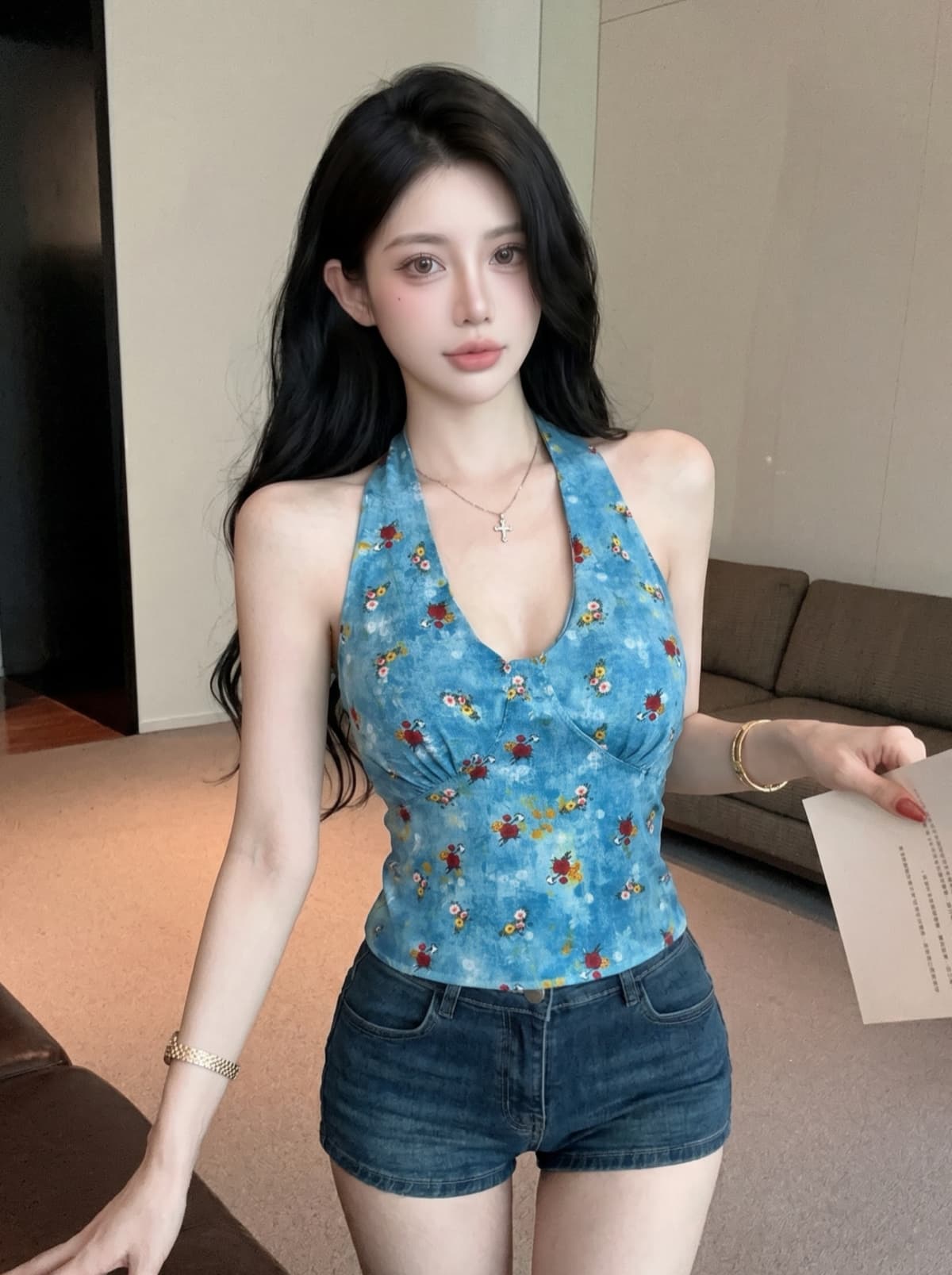 실사 레트로 행침 목 슬립 작은 조끼 여성 여름 외출용 아름다움 뒤로 쇼트 스타일 백리스 맨위 고급 센스 언더 코트 상세 이미지 22