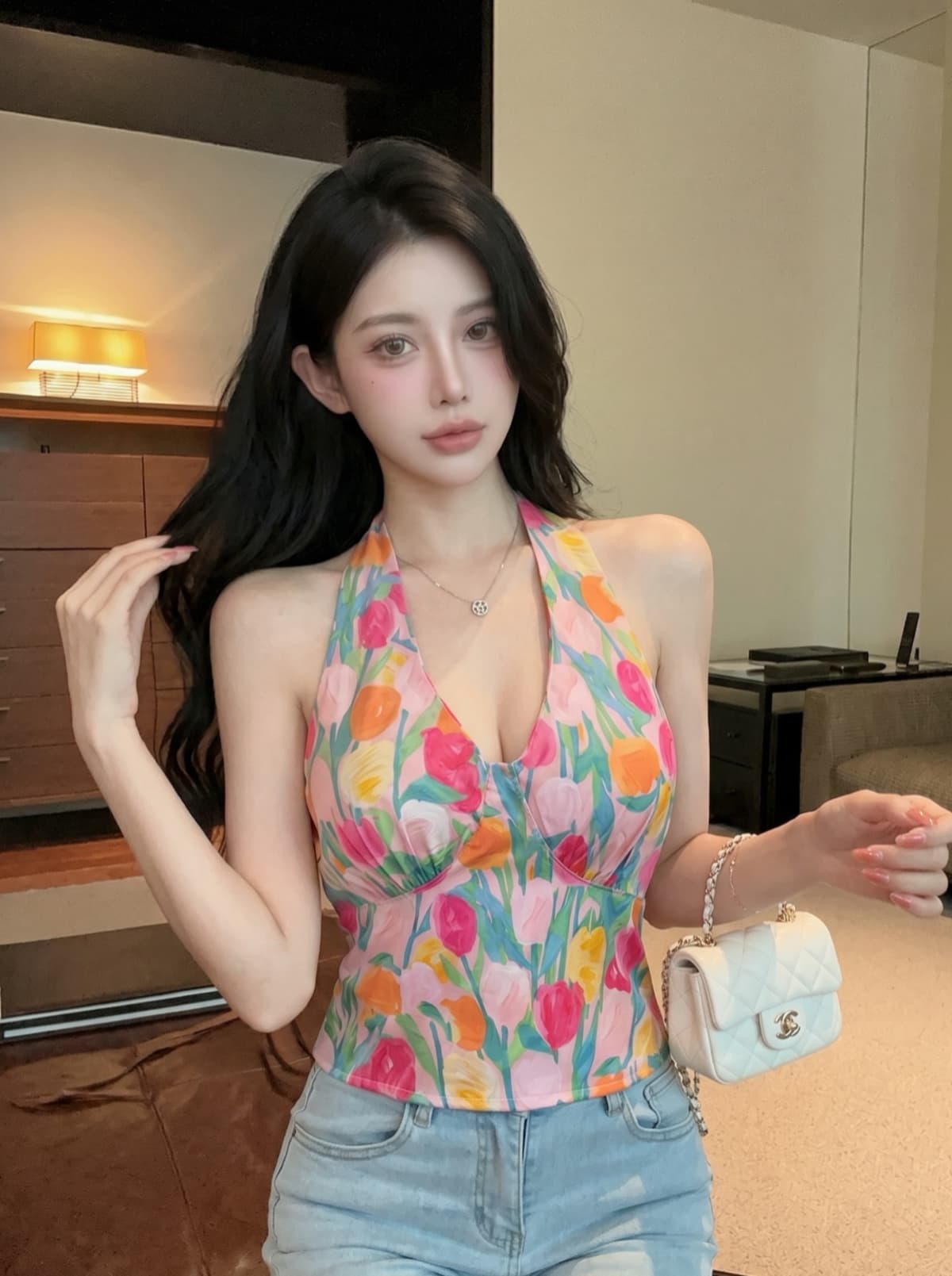 실사 레트로 행침 목 슬립 작은 조끼 여성 여름 외출용 아름다움 뒤로 쇼트 스타일 백리스 맨위 고급 센스 언더 코트 상세 이미지 28
