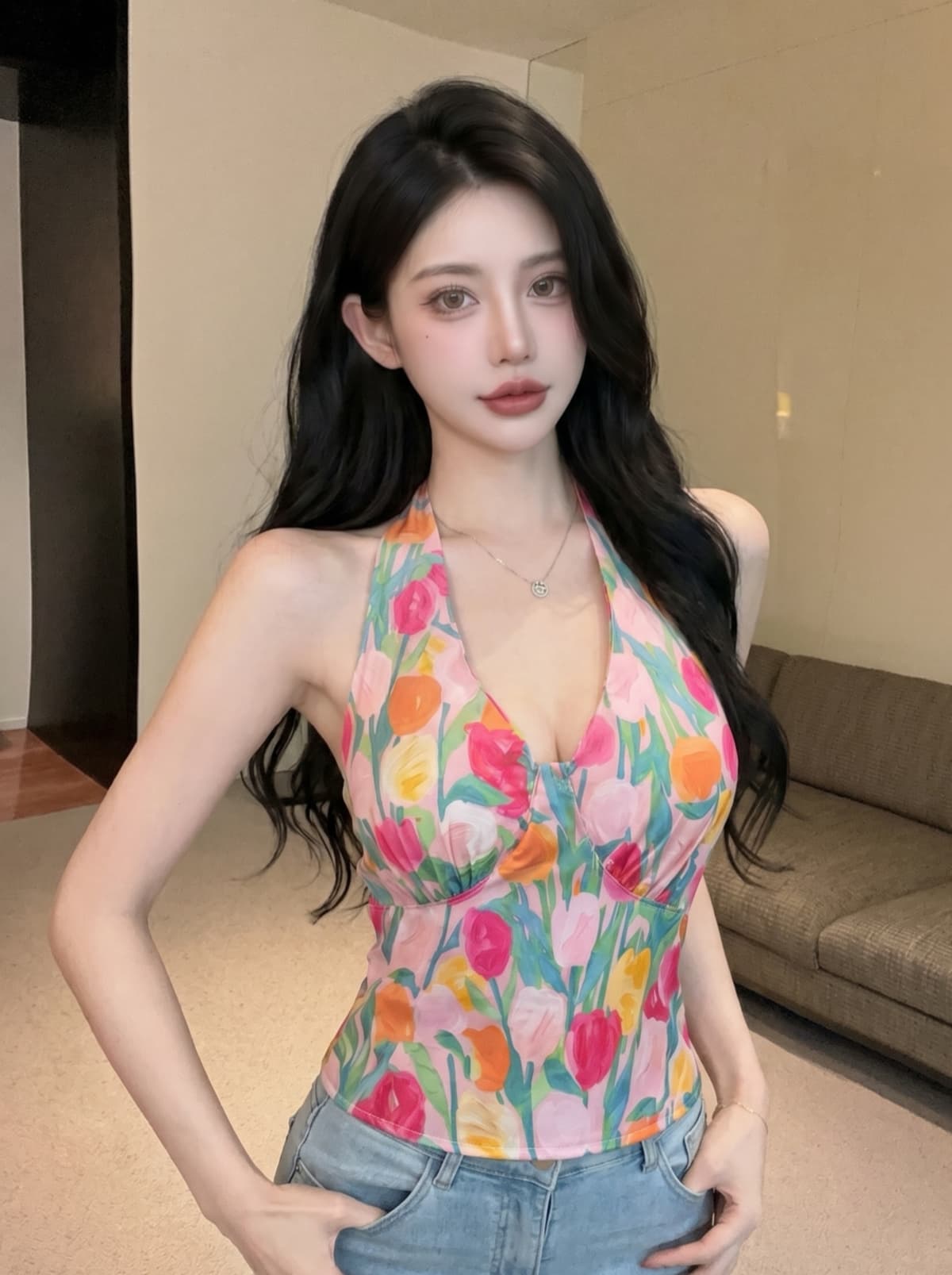 실사 레트로 행침 목 슬립 작은 조끼 여성 여름 외출용 아름다움 뒤로 쇼트 스타일 백리스 맨위 고급 센스 언더 코트 상세 이미지 31