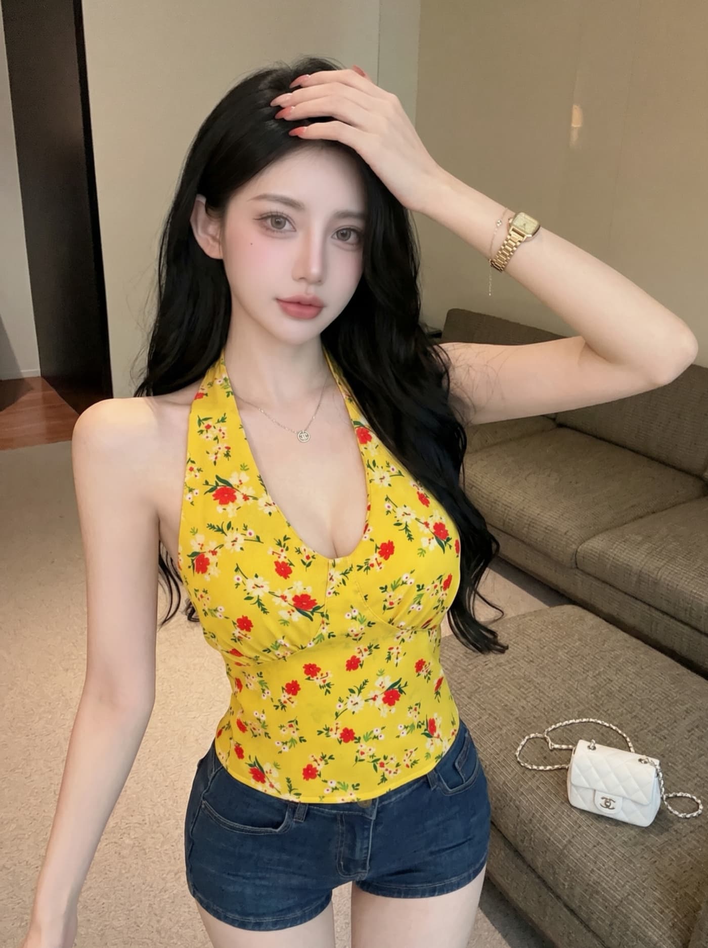 실사 레트로 행침 목 슬립 작은 조끼 여성 여름 외출용 아름다움 뒤로 쇼트 스타일 백리스 맨위 고급 센스 언더 코트 이미지 3