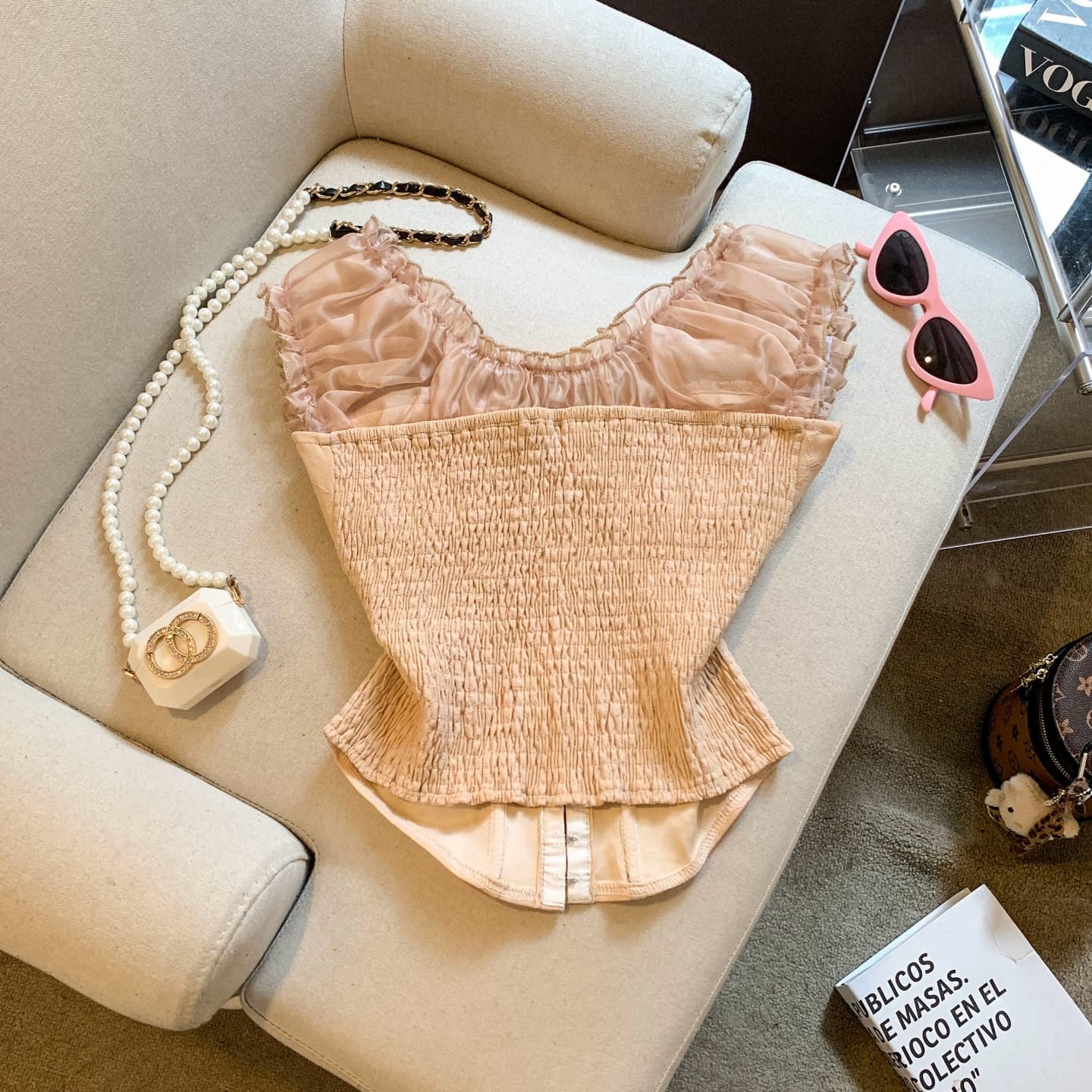 실사 프랑스식 섹시함 망사 패치워크 레이스 오프숄더 튜브탑 캐미솔 여름 허리 수축 생선뼈 맨위 상세 이미지 16