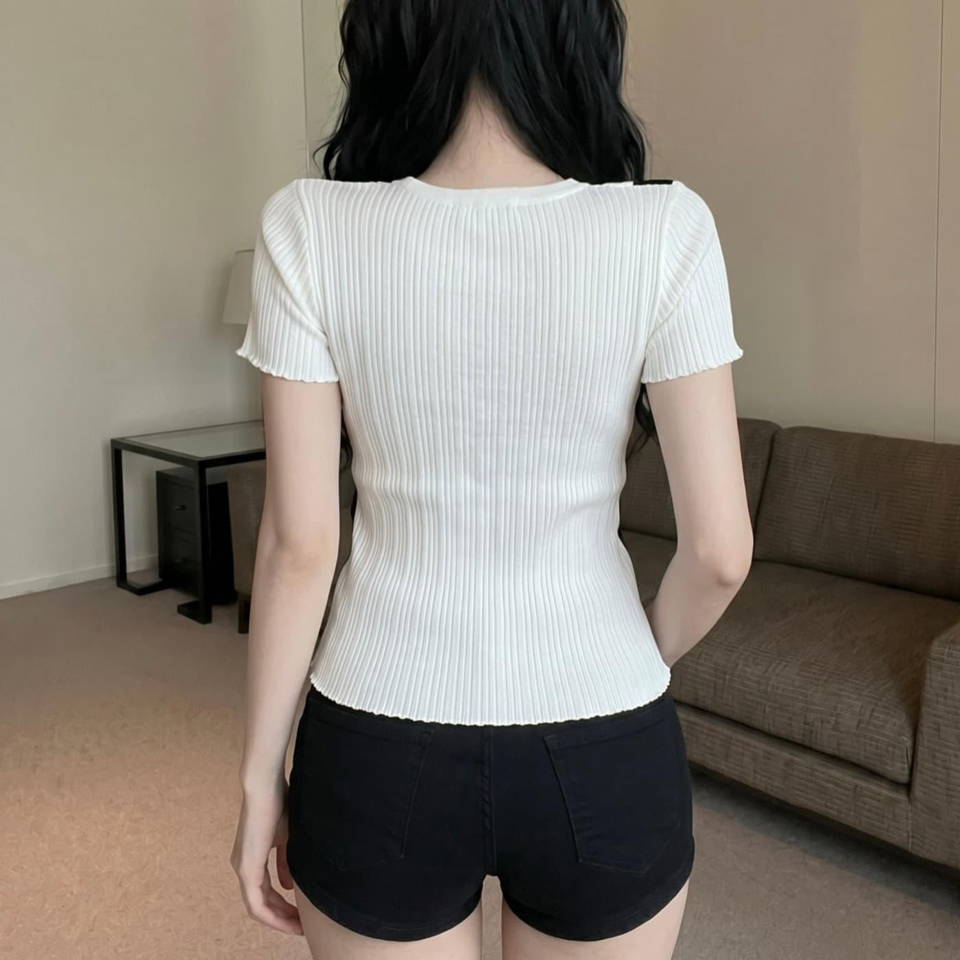 실사 달콤한 스타일 스택 착용 페이크 레이어드 반팔 티셔츠 여성 여름 얇은 스타일 몸매 가꾸기 슬림해 보이는 패션 다용도 니트 맨위 이미지 6