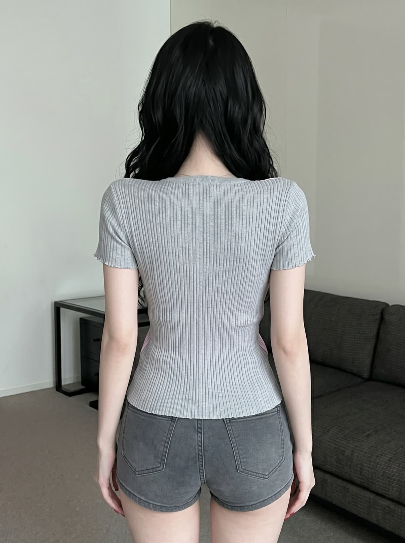 실사 달콤한 스타일 스택 착용 페이크 레이어드 반팔 티셔츠 여성 여름 얇은 스타일 몸매 가꾸기 슬림해 보이는 패션 다용도 니트 맨위 상세 이미지 12