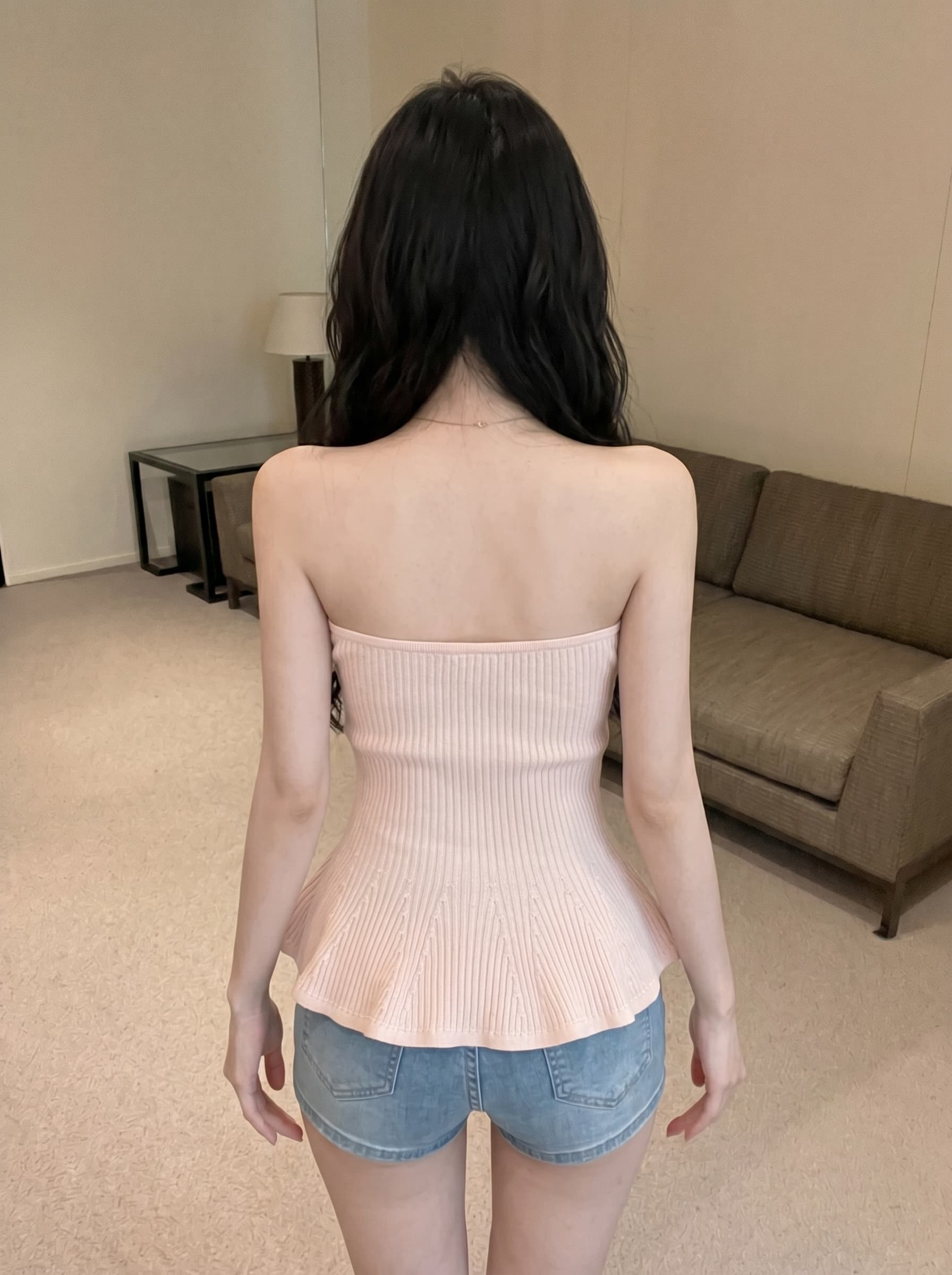 실사 순수한 욕망 바람 이중 버튼 민소매 프릴 튜브탑 조끼 여성 여름 작은 대중 다용도 아름다움 뒤로 슬림해 보이는 맨위 상세 이미지 17