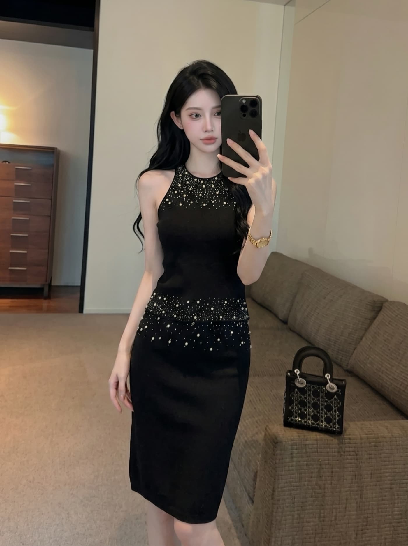 실사 로얄 자매 빛 요리 한 아름다운 작은 치마 몸매 가꾸기 타이트 스커트 생일 예복 세트 부유 한 가족 천 골드 miu 부서 착용 가져 가라. 상세 이미지 11