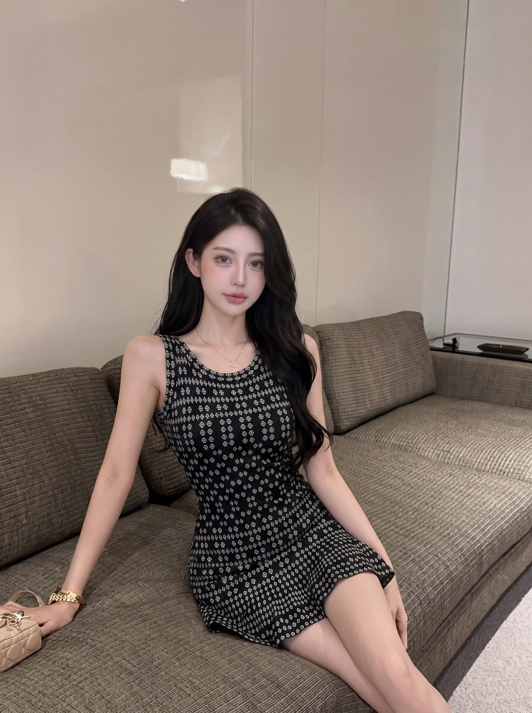 실사 프랑스식 섹시함 허리 수축 타이트 스커트 여성 드레스 여름 꽃무늬 라운드 넥 품격 한 마디 치마 민소매 미니 스커트 상세 이미지 1