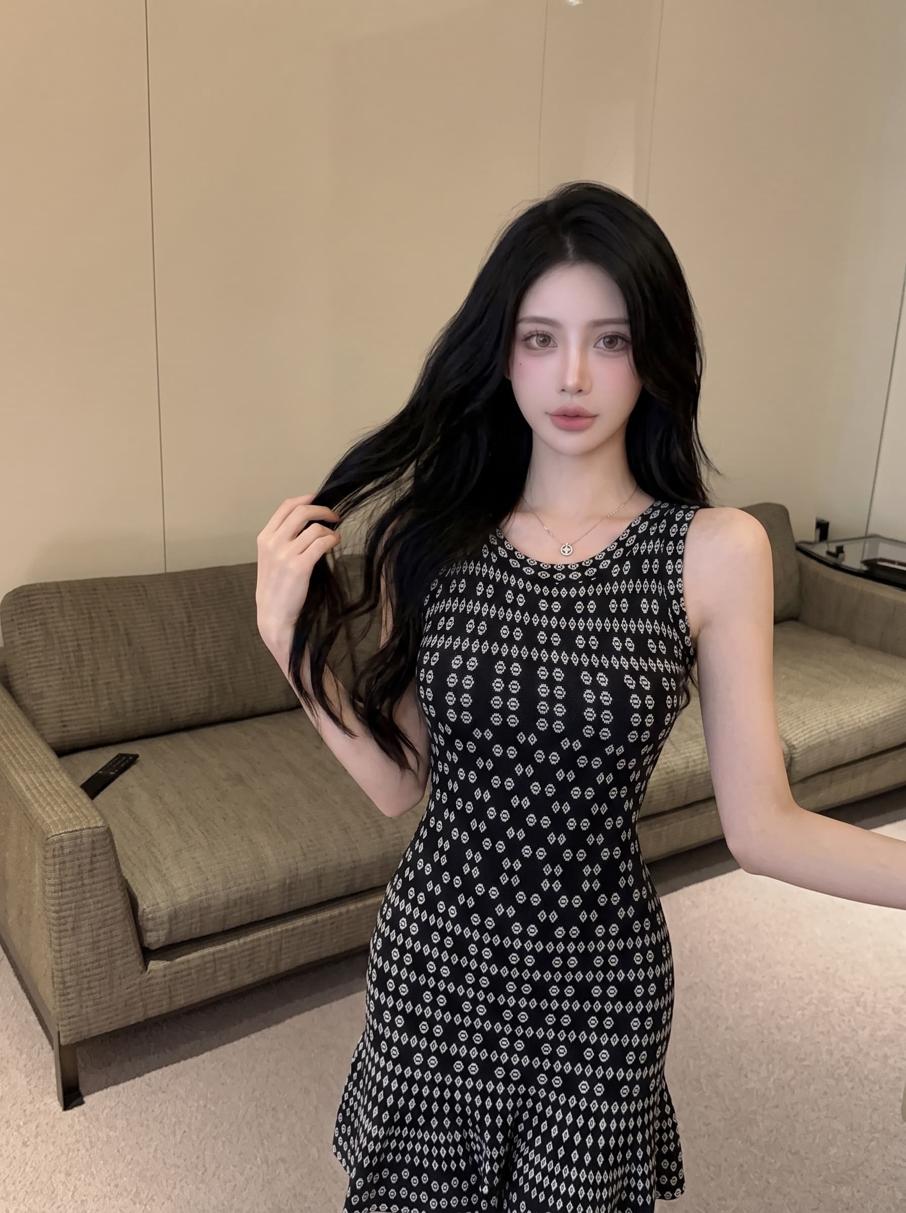 실사 프랑스식 섹시함 허리 수축 타이트 스커트 여성 드레스 여름 꽃무늬 라운드 넥 품격 한 마디 치마 민소매 미니 스커트 상세 이미지 3