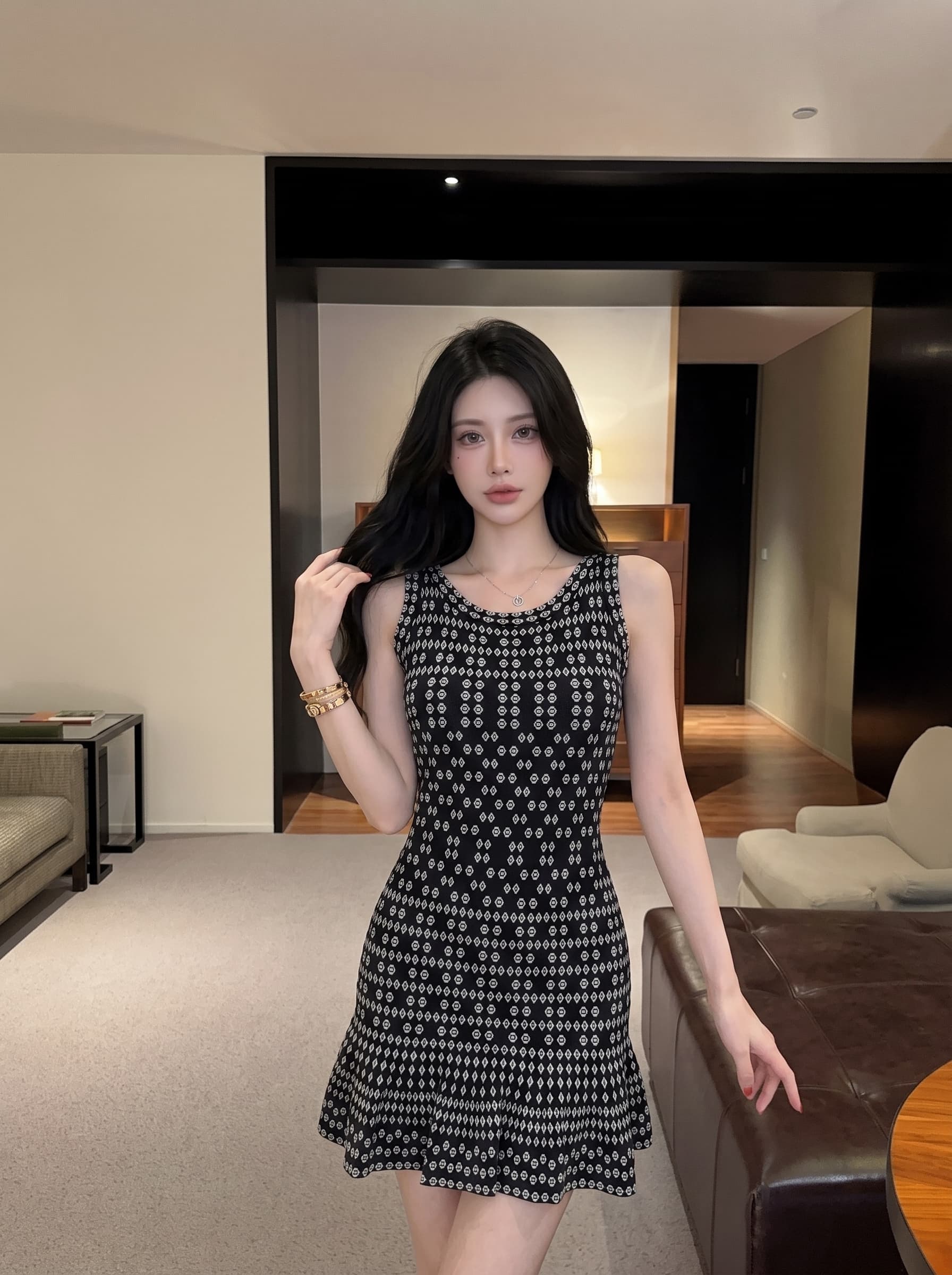 실사 프랑스식 섹시함 허리 수축 타이트 스커트 여성 드레스 여름 꽃무늬 라운드 넥 품격 한 마디 치마 민소매 미니 스커트 상세 이미지 7