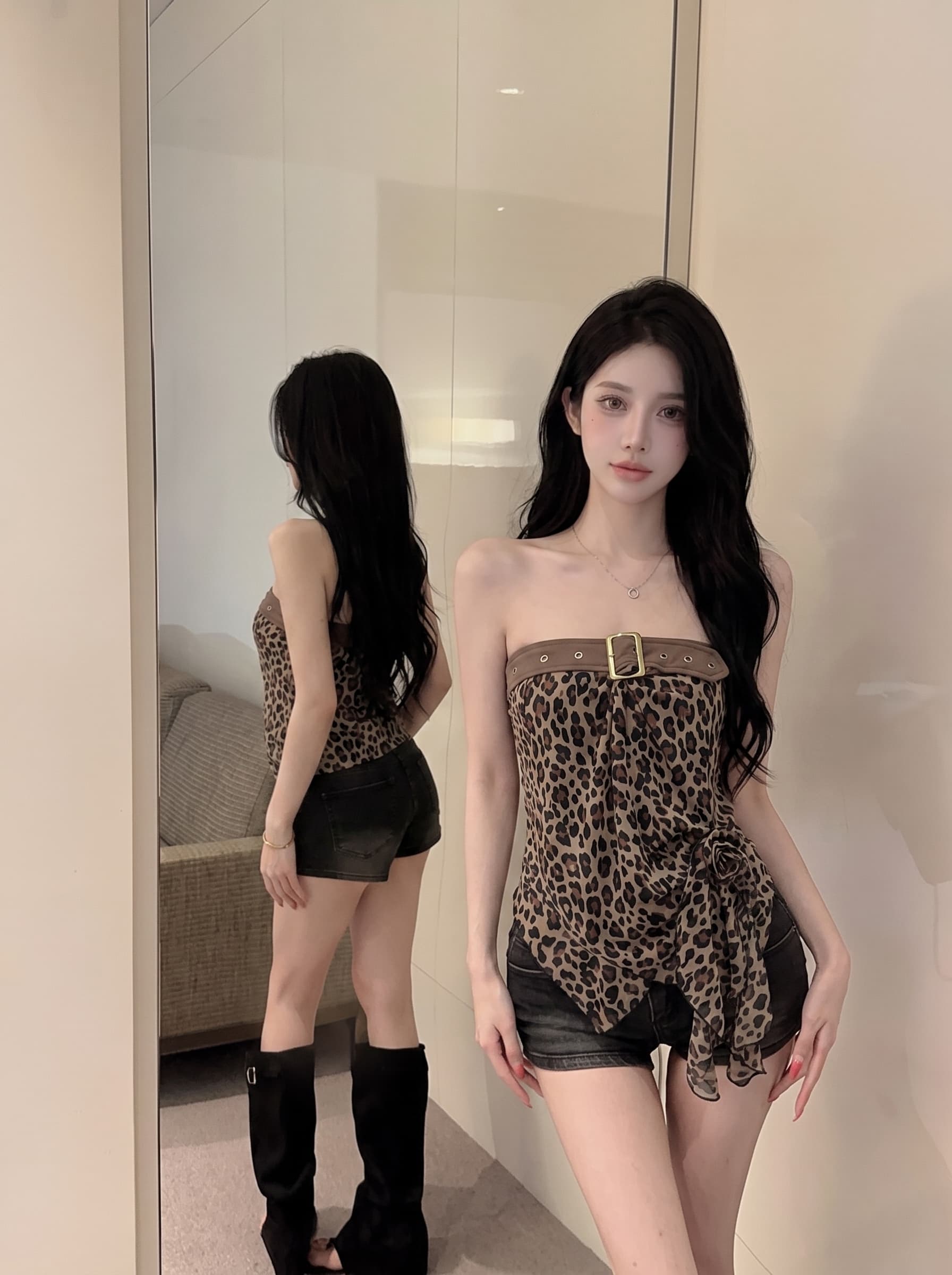 실사 천년기 핫걸 바람 튜브탑 여성 여름 새로운 3 차원 주름 몸매 가꾸기 불규칙 밑단 민소매 맨위 트렌디 상세 이미지 20