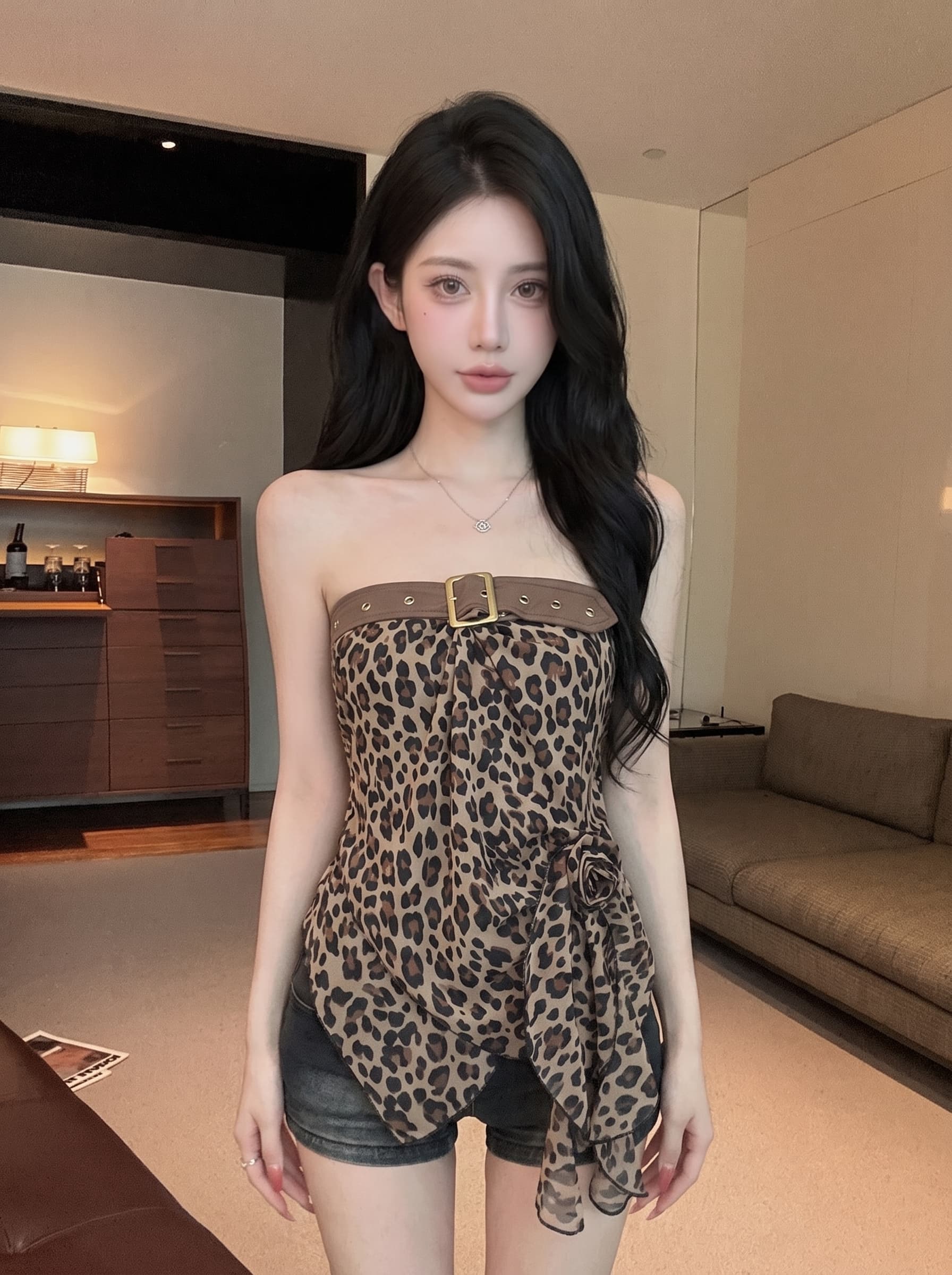 실사 천년기 핫걸 바람 튜브탑 여성 여름 새로운 3 차원 주름 몸매 가꾸기 불규칙 밑단 민소매 맨위 트렌디 상세 이미지 21