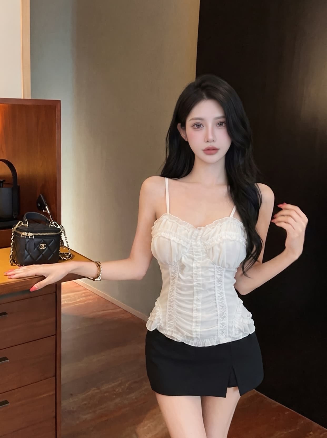 실사 프랑스식 꽃무늬 캐미솔 여름 허리 수축 슬림해 보이는 순수한 욕망 바람 섹시함 민소매 튜브탑 맨위 외출용 이미지 5