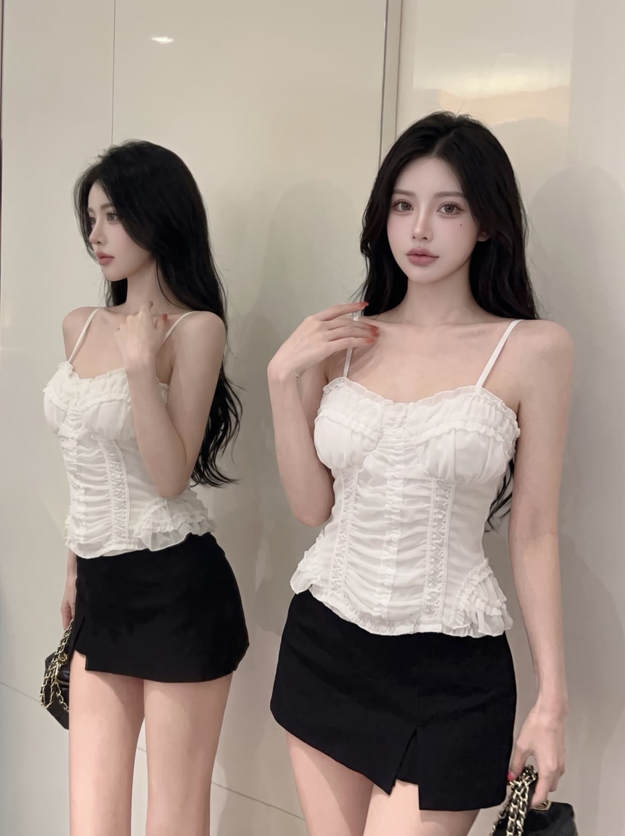 실사 프랑스식 꽃무늬 캐미솔 여름 허리 수축 슬림해 보이는 순수한 욕망 바람 섹시함 민소매 튜브탑 맨위 외출용 이미지 3
