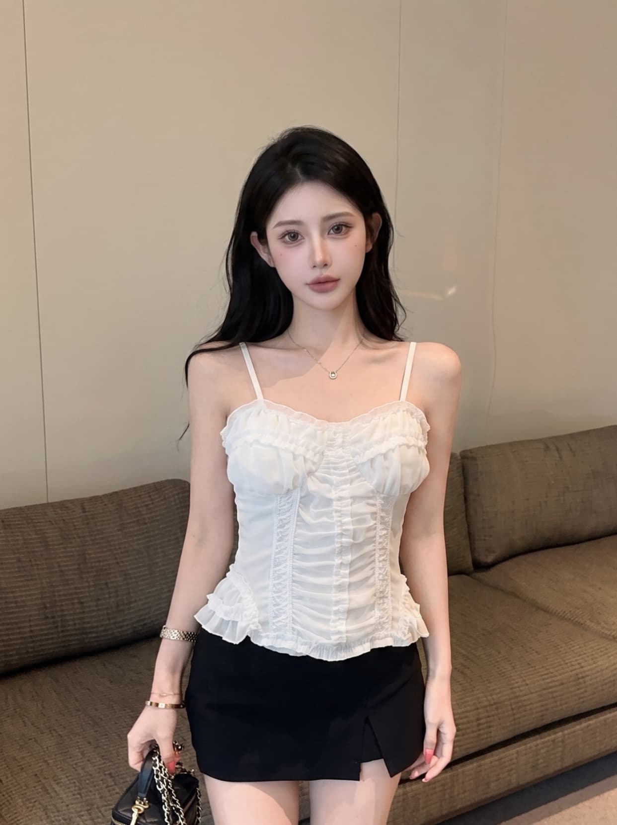 실사 프랑스식 꽃무늬 캐미솔 여름 허리 수축 슬림해 보이는 순수한 욕망 바람 섹시함 민소매 튜브탑 맨위 외출용 상세 이미지 1