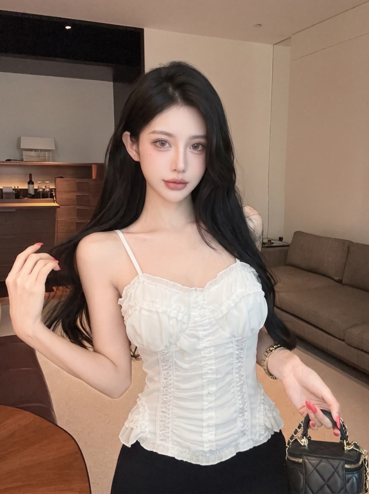 실사 프랑스식 꽃무늬 캐미솔 여름 허리 수축 슬림해 보이는 순수한 욕망 바람 섹시함 민소매 튜브탑 맨위 외출용 상세 이미지 4