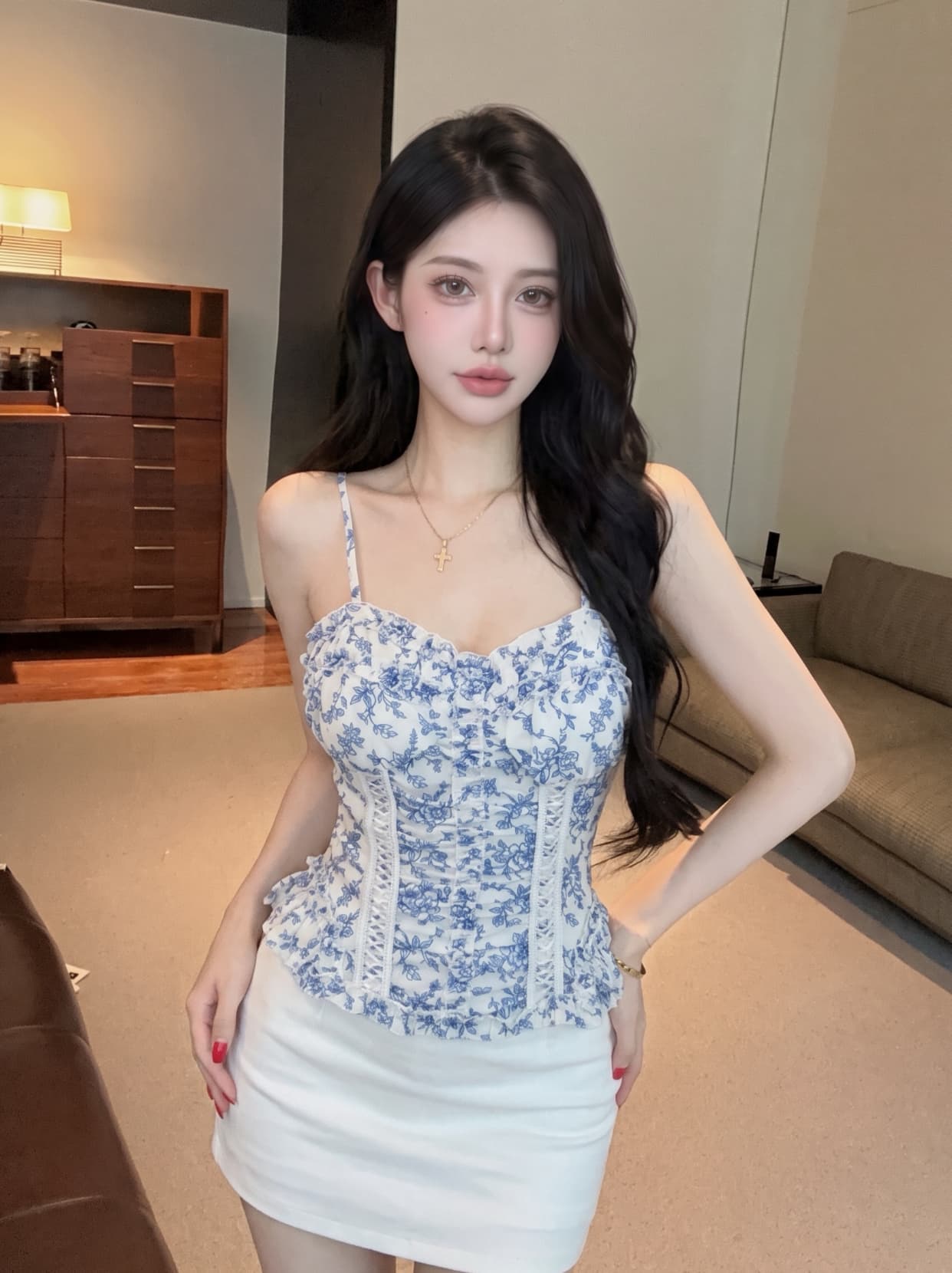 실사 프랑스식 꽃무늬 캐미솔 여름 허리 수축 슬림해 보이는 순수한 욕망 바람 섹시함 민소매 튜브탑 맨위 외출용 상세 이미지 6
