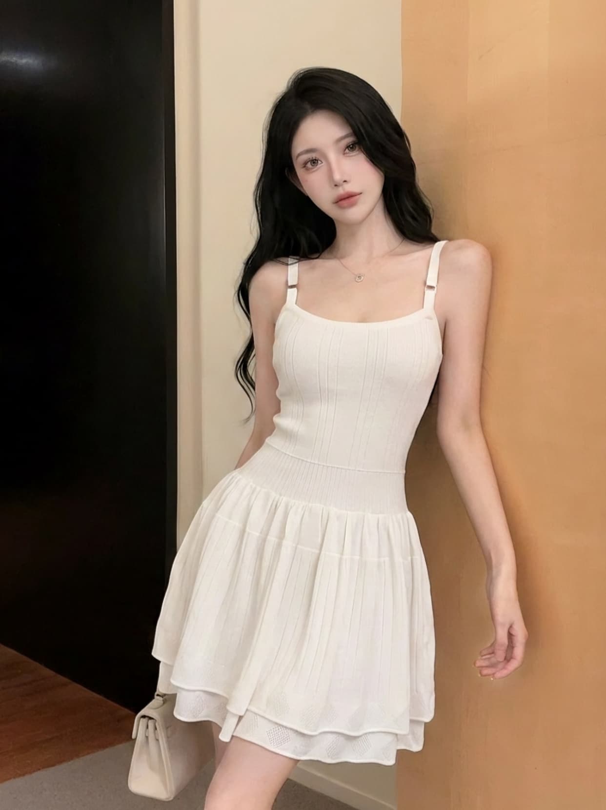 실사 프랑스식 니트 슬립 여성 드레스 여름 2026 새로운 순수한 욕망 몸매 가꾸기 자이언트 잘 생긴 품격 짧은 치마 상세 이미지 1