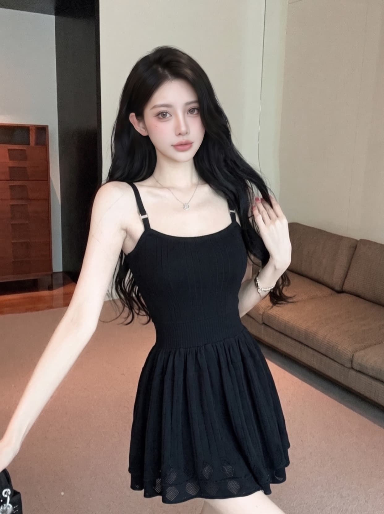 실사 프랑스식 니트 슬립 여성 드레스 여름 2026 새로운 순수한 욕망 몸매 가꾸기 자이언트 잘 생긴 품격 짧은 치마 상세 이미지 4