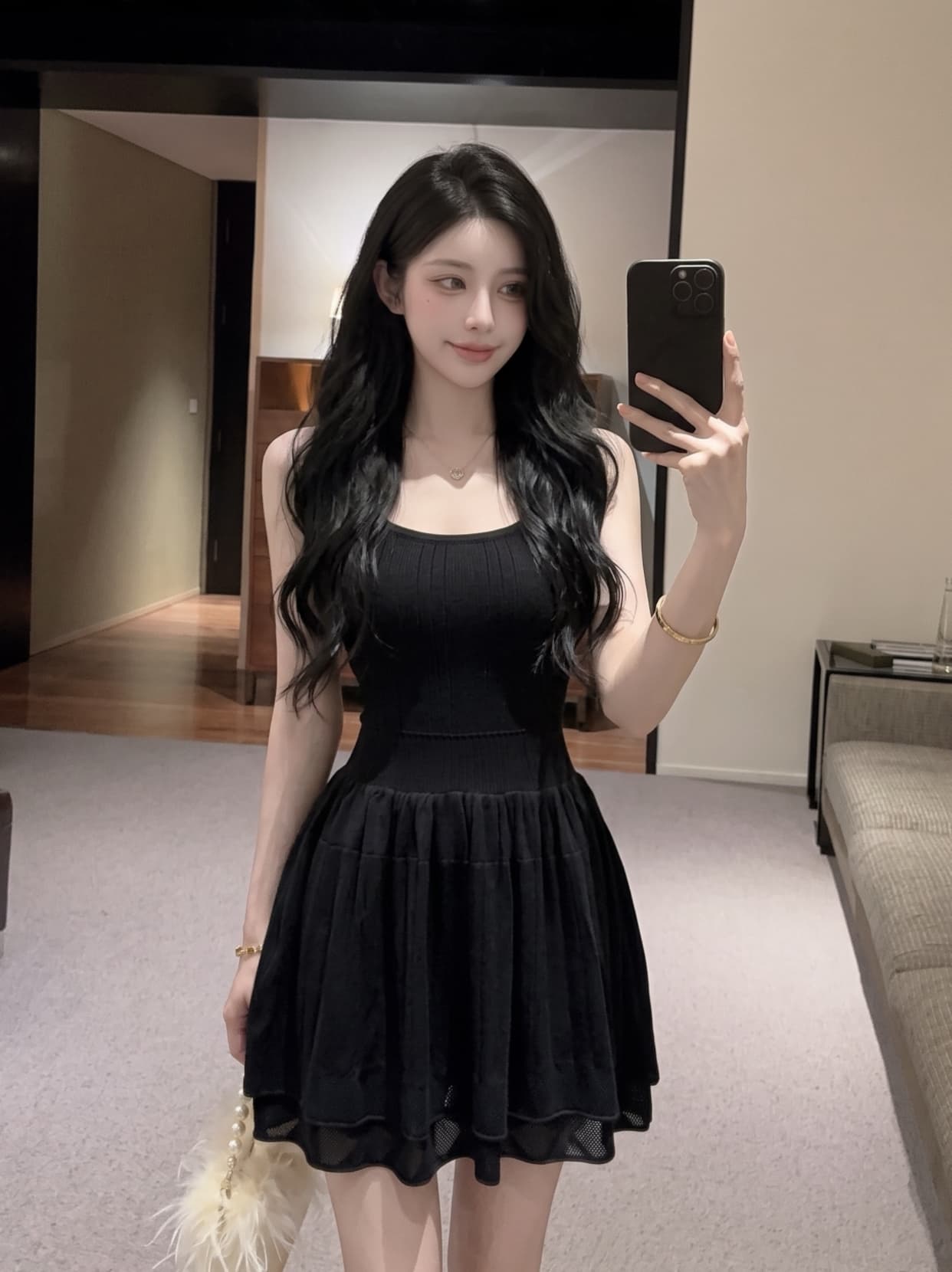 실사 프랑스식 니트 슬립 여성 드레스 여름 2026 새로운 순수한 욕망 몸매 가꾸기 자이언트 잘 생긴 품격 짧은 치마 상세 이미지 5