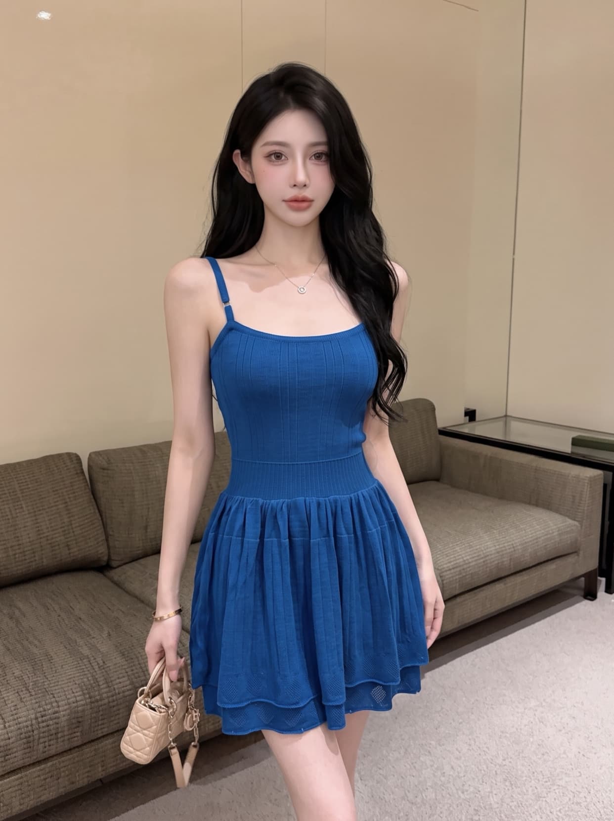 실사 프랑스식 니트 슬립 여성 드레스 여름 2026 새로운 순수한 욕망 몸매 가꾸기 자이언트 잘 생긴 품격 짧은 치마 상세 이미지 10
