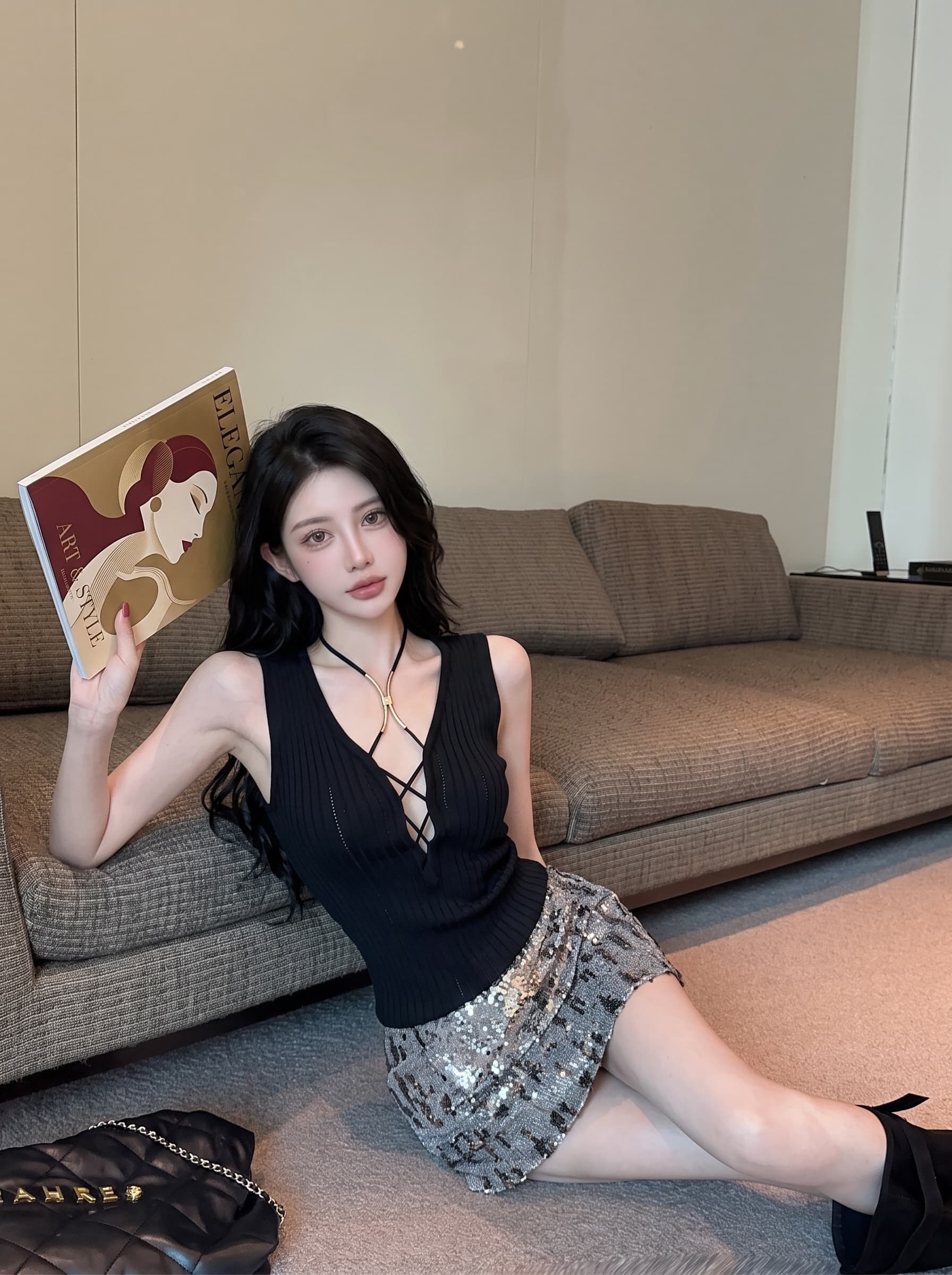 실사 십자가 홀로우 아웃 행침 목 조끼 여성 여름 디자인 센스 고유 한 Chic 순수한 욕망 바람 핫걸 몸매 가꾸기 작은 맨위 이미지 4