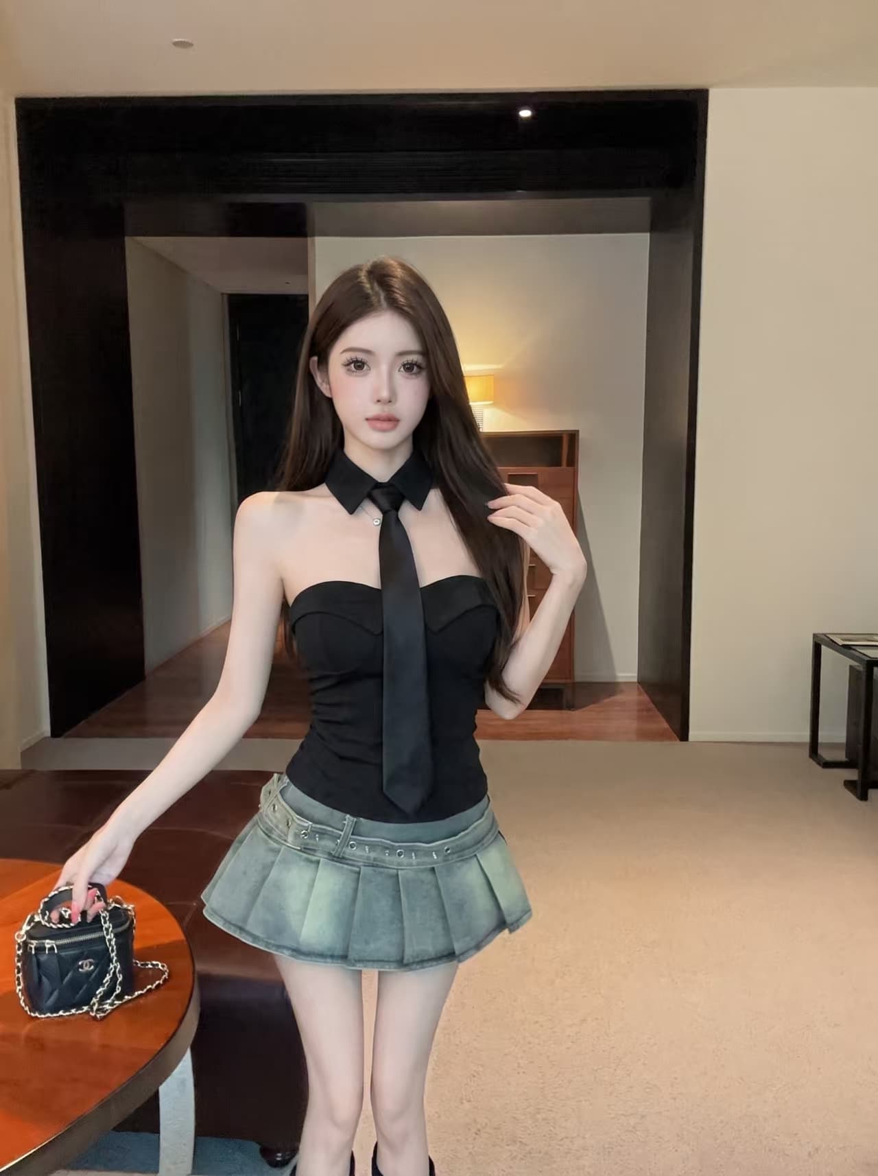 실사 섹시함 핫걸 바람 민소매 외출용 튜브탑 작은 조끼 여성 여름 디자인 센스 몸매 가꾸기 슬림해 보이는 쇼트 스타일 맨위 상세 이미지 15