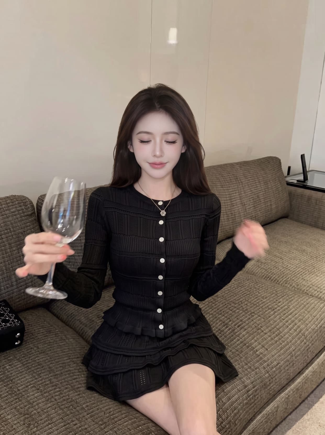 실사 느긋한 바람 투피스 세트 조기 가을 새로운 한국 스타일 출퇴근 오픈 가디건 달콤한 핫걸 케이크 미니 스커트 세트 상세 이미지 4