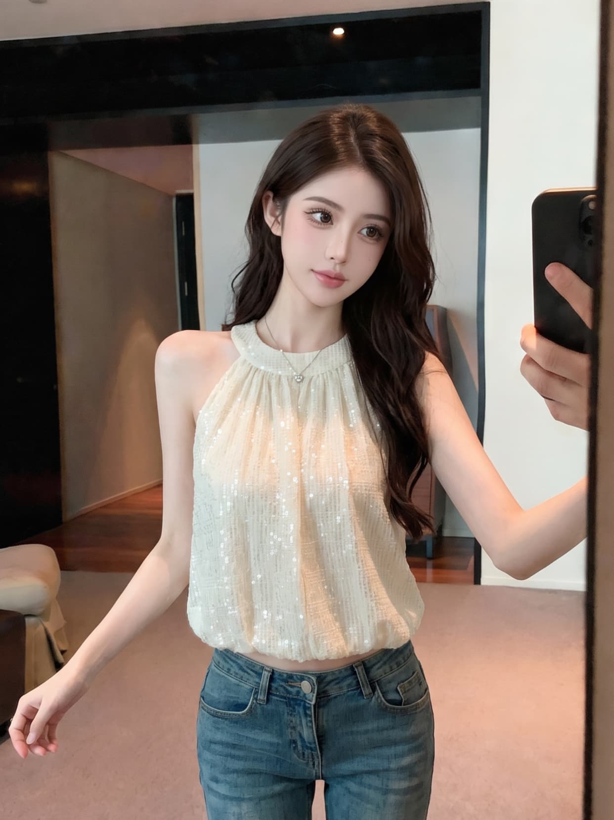 실사 프랑스식 빛나는 오프숄더 행침 목 맨위 여성 여름 부드러운 바람 고급 센스 작은 대중 디자인 쉬폰 작은 셔츠 이미지 5