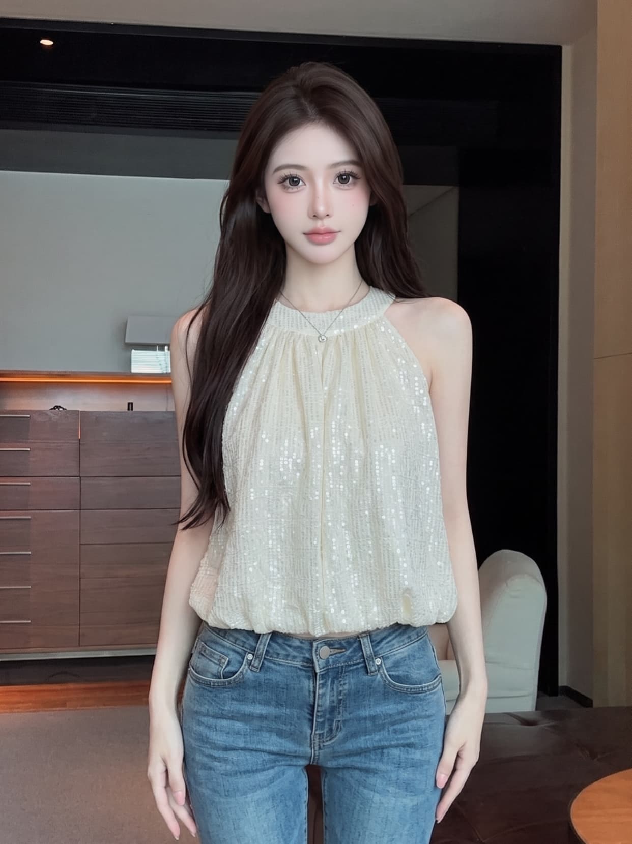 실사 프랑스식 빛나는 오프숄더 행침 목 맨위 여성 여름 부드러운 바람 고급 센스 작은 대중 디자인 쉬폰 작은 셔츠 상세 이미지 8