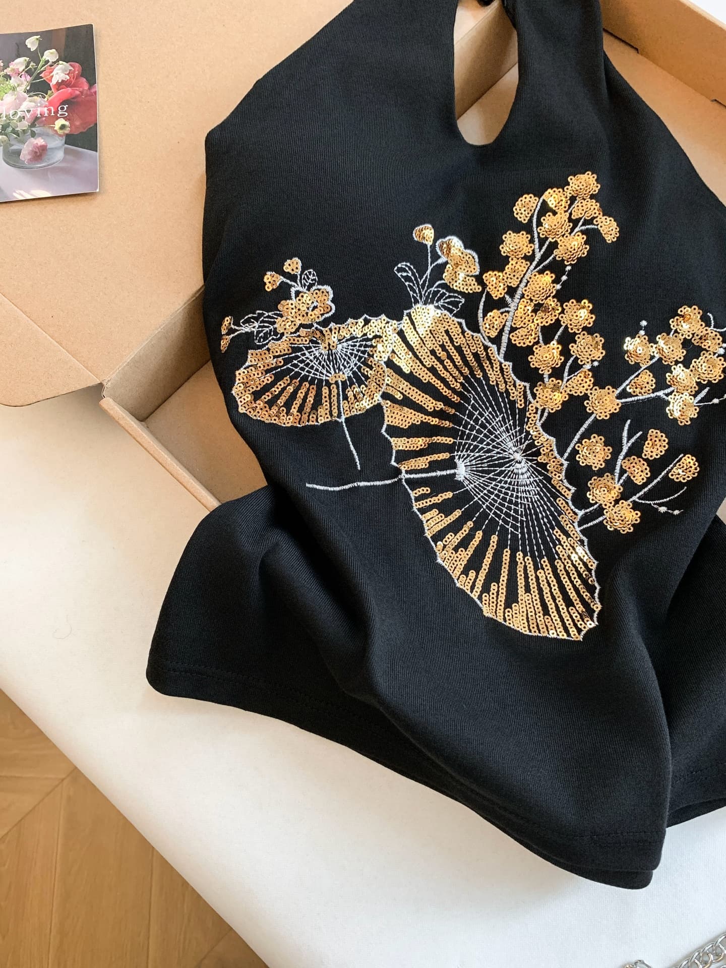 실사 새로운 중식 국풍 홀로우 아웃 자수 민소매 행침 목 조끼 여성 여름 새로운 핫걸 쇼트 스타일 외출용 맨위 이미지 5