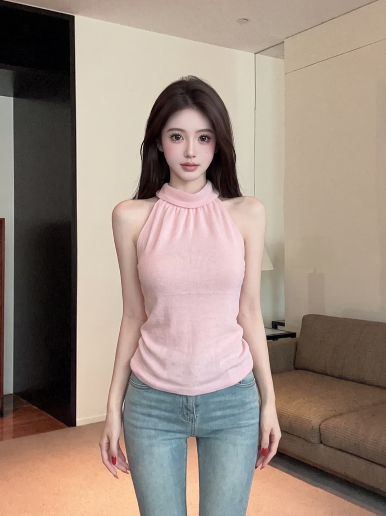 실사 프랑스식 니트 행침 목 캐미솔 인사이드 가져 가라. 만나는 여름 외출용 몸매 가꾸기 스트랩 민소매 맨위 상세 이미지 6