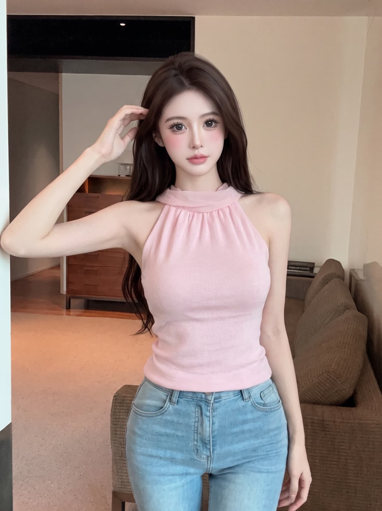 실사 프랑스식 니트 행침 목 캐미솔 인사이드 가져 가라. 만나는 여름 외출용 몸매 가꾸기 스트랩 민소매 맨위 상세 이미지 8
