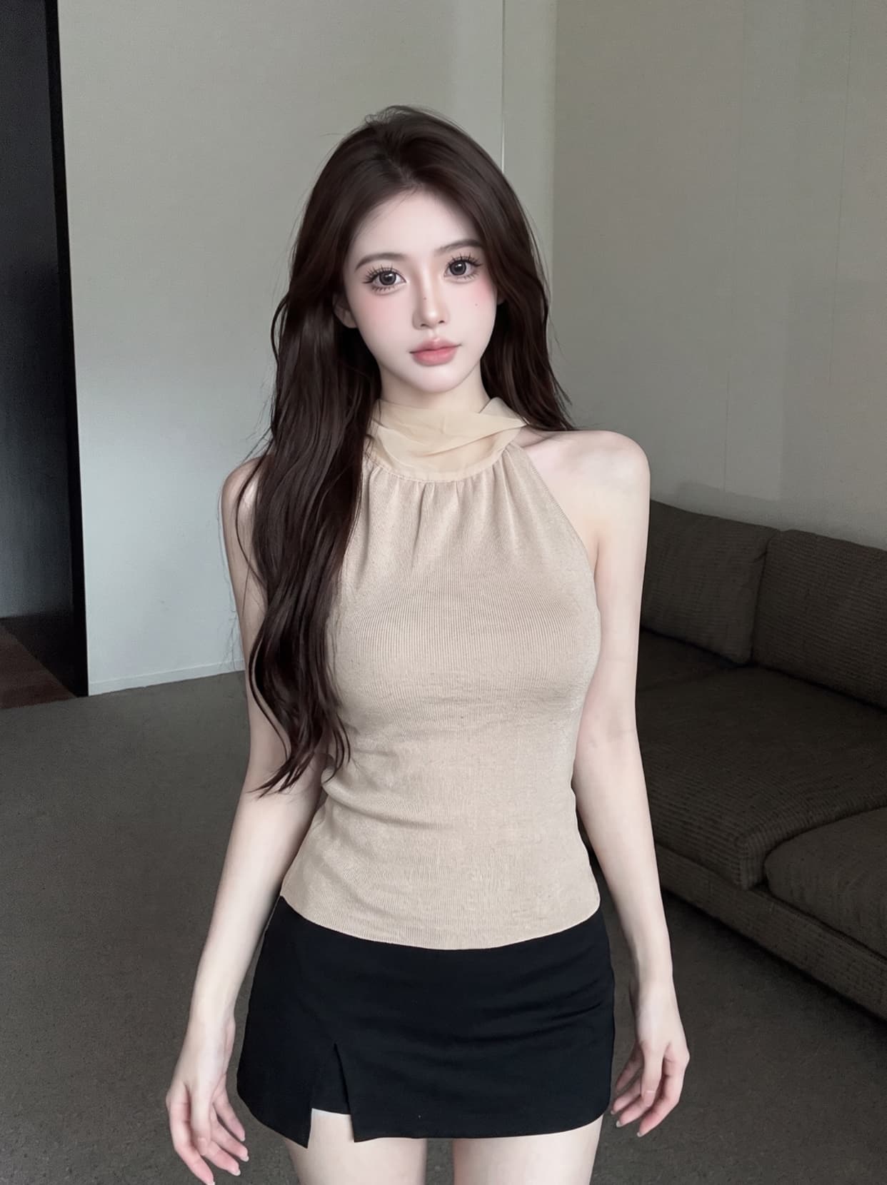 실사 프랑스식 니트 행침 목 캐미솔 인사이드 가져 가라. 만나는 여름 외출용 몸매 가꾸기 스트랩 민소매 맨위 상세 이미지 19