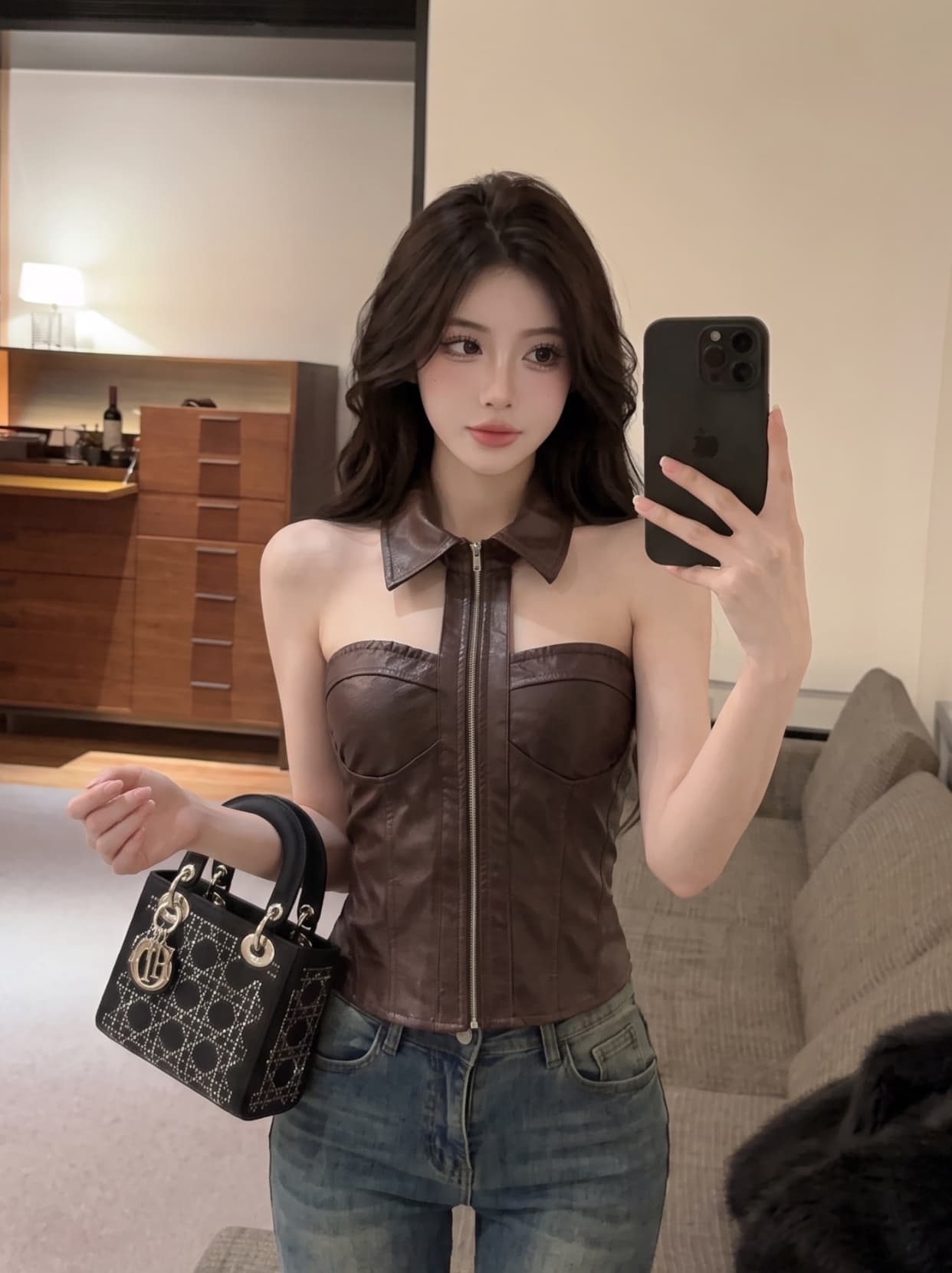실사 순수한 욕망 바람 핫걸 튜브탑 슬립 아니요 철거 가슴 패드 핫걸 가을 겨울 작은 대중 허리 수축 행침 목 맨위 여성 이미지 5