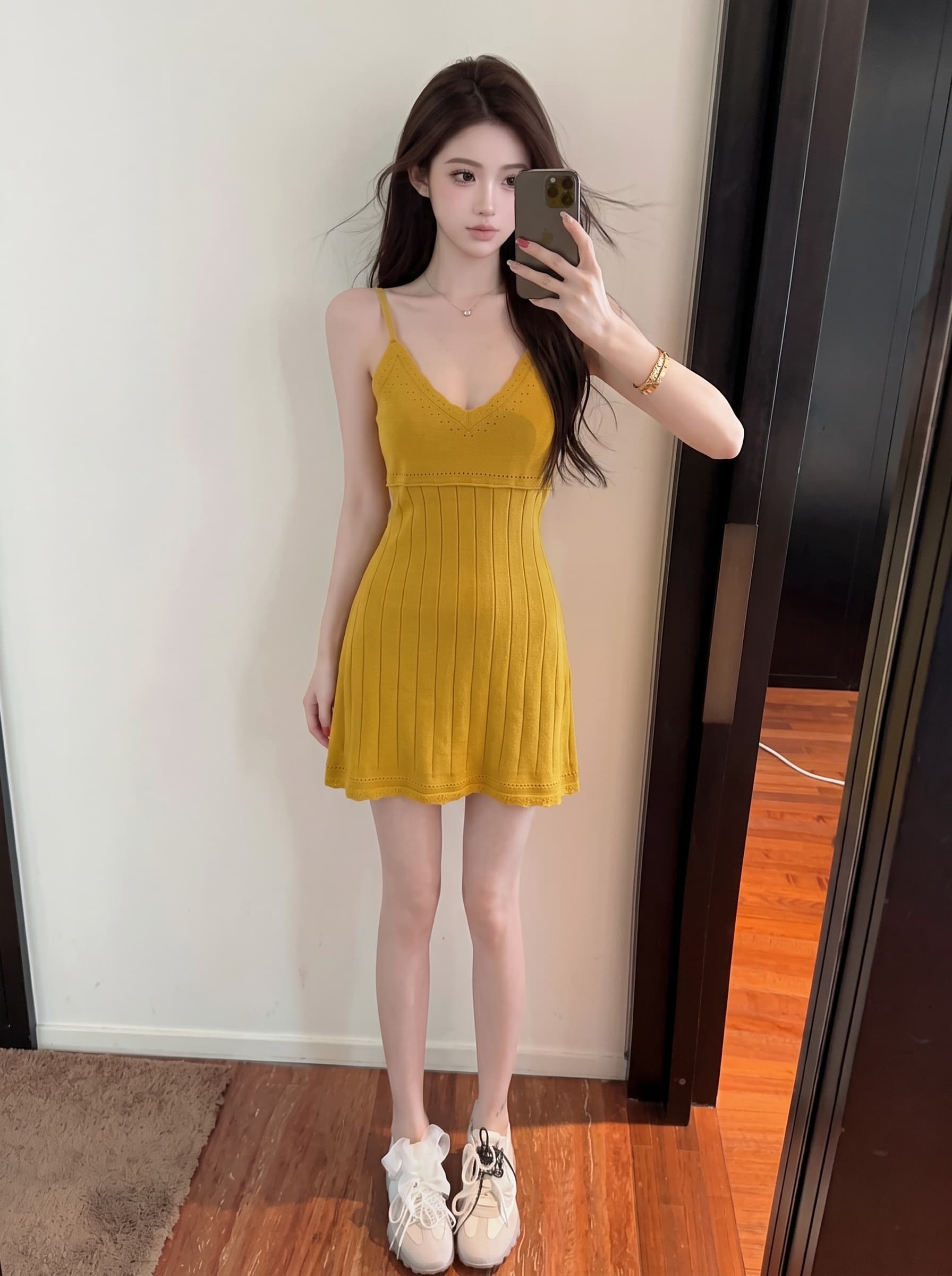 실사 자수 홀로우 아웃 V넥 슬립 여성 드레스 여름 순수한 욕망 바람 허리 수축 A라인 스커트 품격 슬림해 보이는 짧은 치마 상세 이미지 8