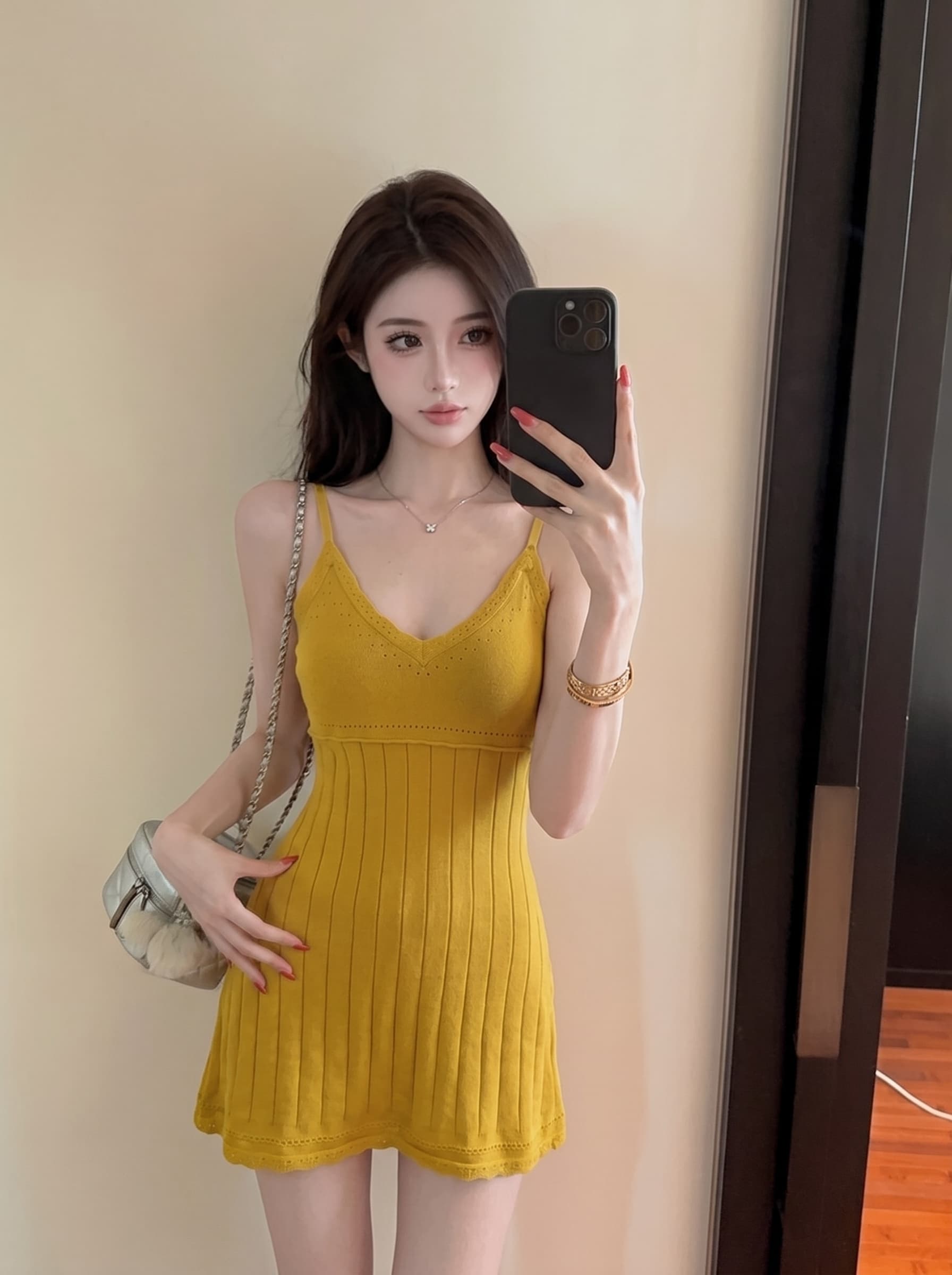 실사 자수 홀로우 아웃 V넥 슬립 여성 드레스 여름 순수한 욕망 바람 허리 수축 A라인 스커트 품격 슬림해 보이는 짧은 치마 상세 이미지 9
