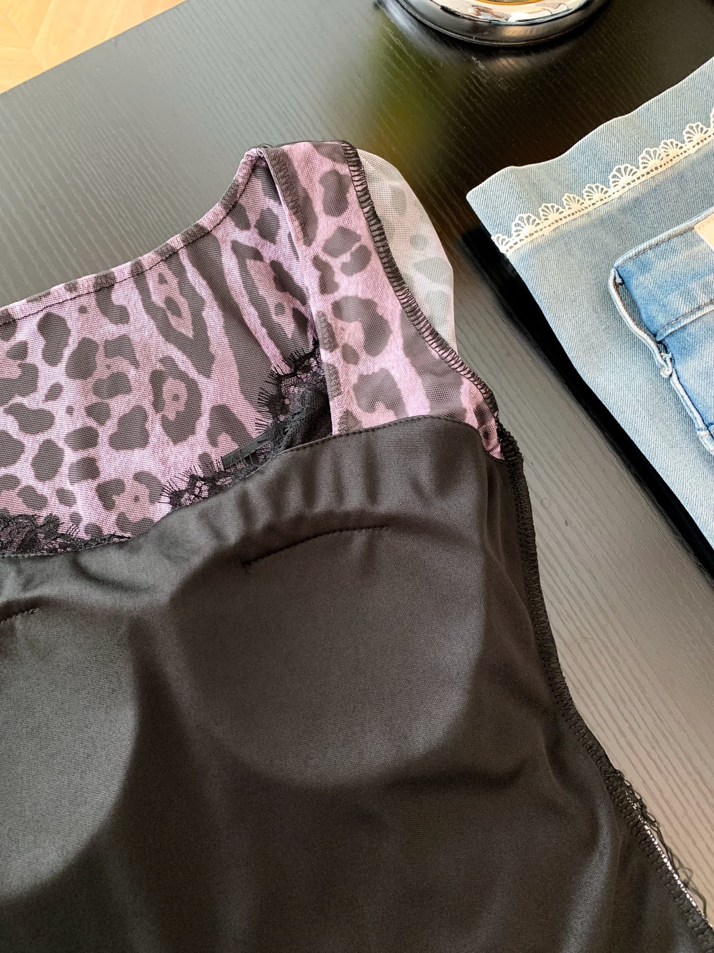실사 순수한 욕망 바람 광장 칼라 레오파드 무늬 스트랩 긴팔 티셔츠 여성 가을 핫걸 레이스 레이스 허리 수축 쇼트 스타일 맨위 상세 이미지 19