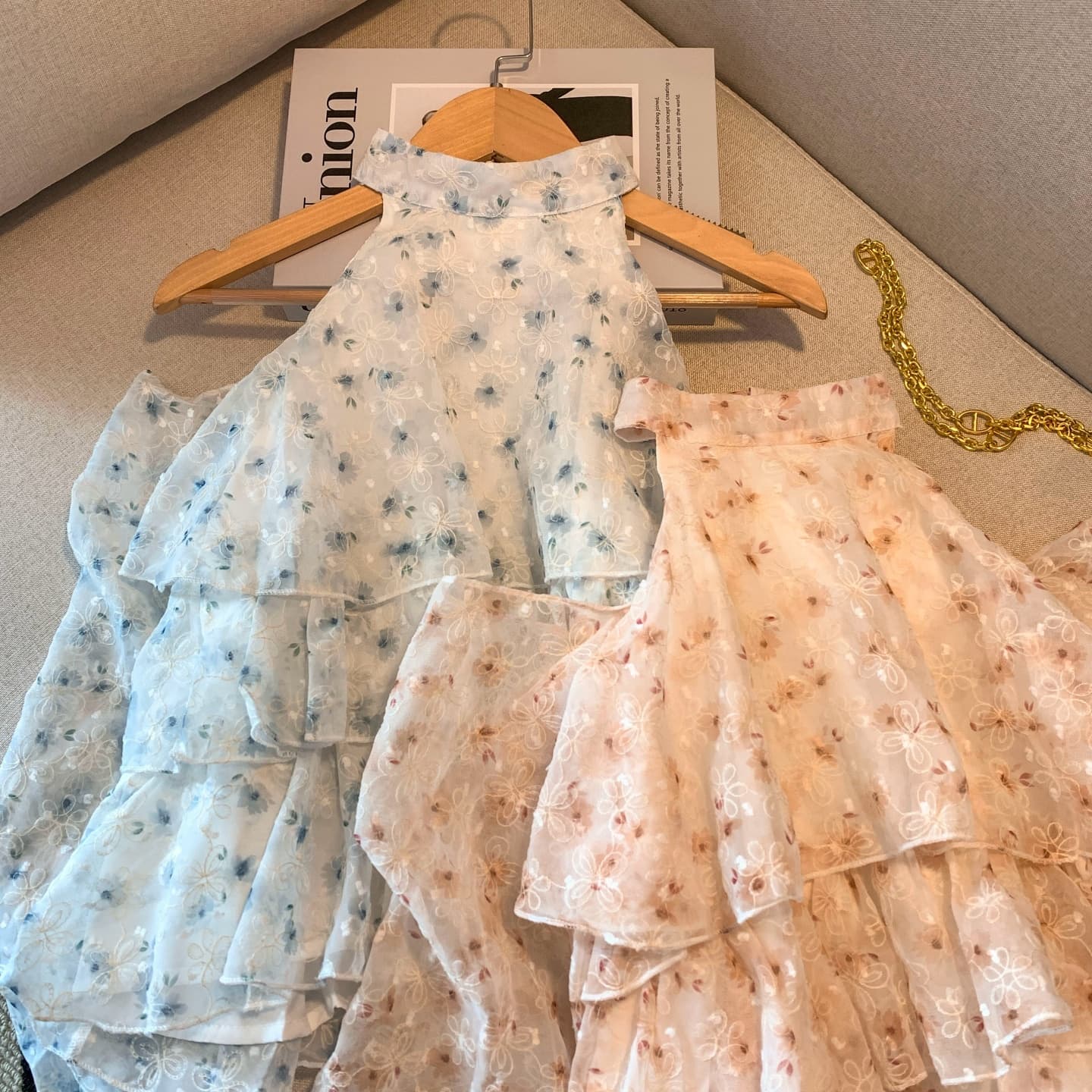 실사 프랑스식 꽃무늬 행침 목 시폰 셔츠 여성 여름 새로운 Chic 자카드 레이스 셔츠 거품 소매 작은 맨위 상세 이미지 3