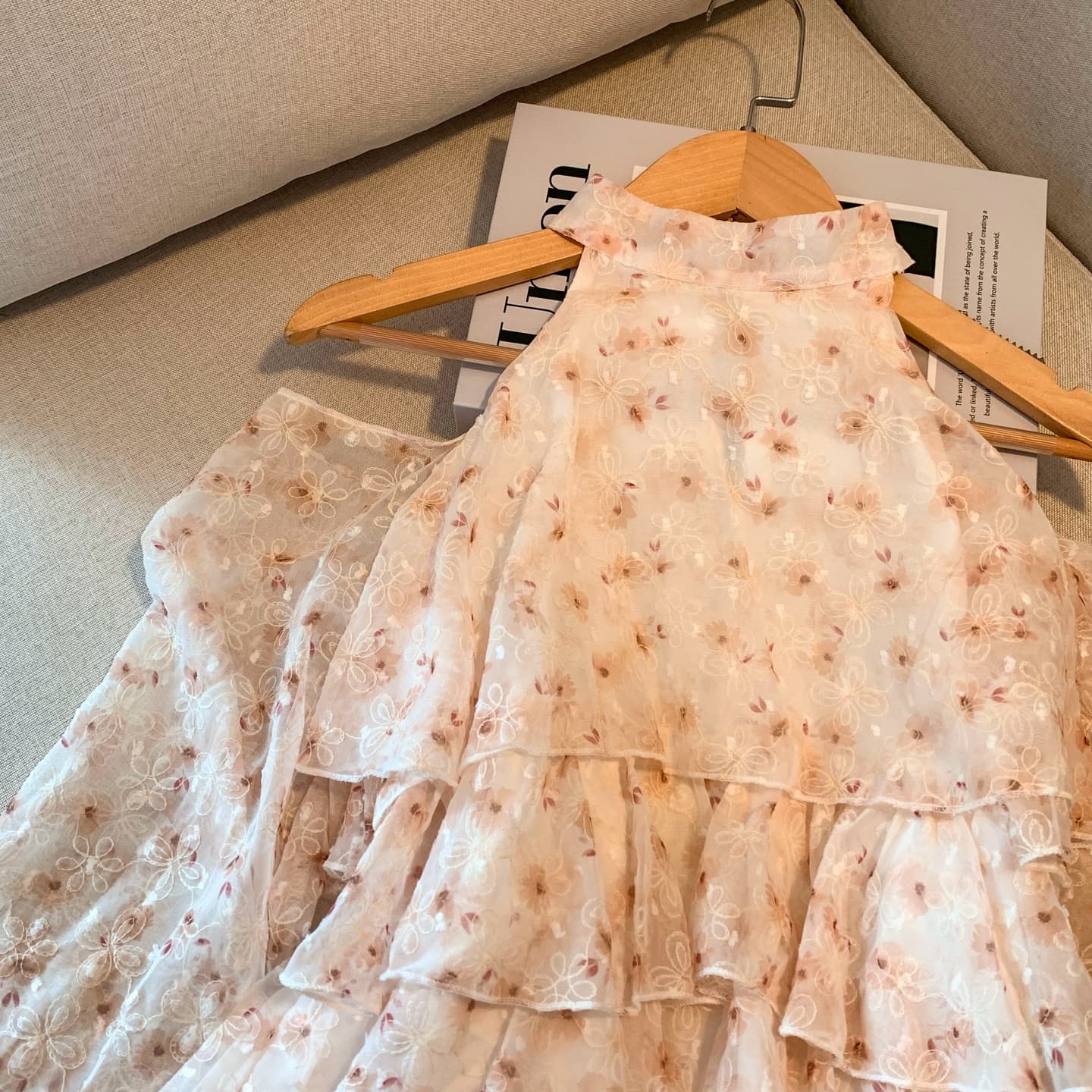 실사 프랑스식 꽃무늬 행침 목 시폰 셔츠 여성 여름 새로운 Chic 자카드 레이스 셔츠 거품 소매 작은 맨위 상세 이미지 5