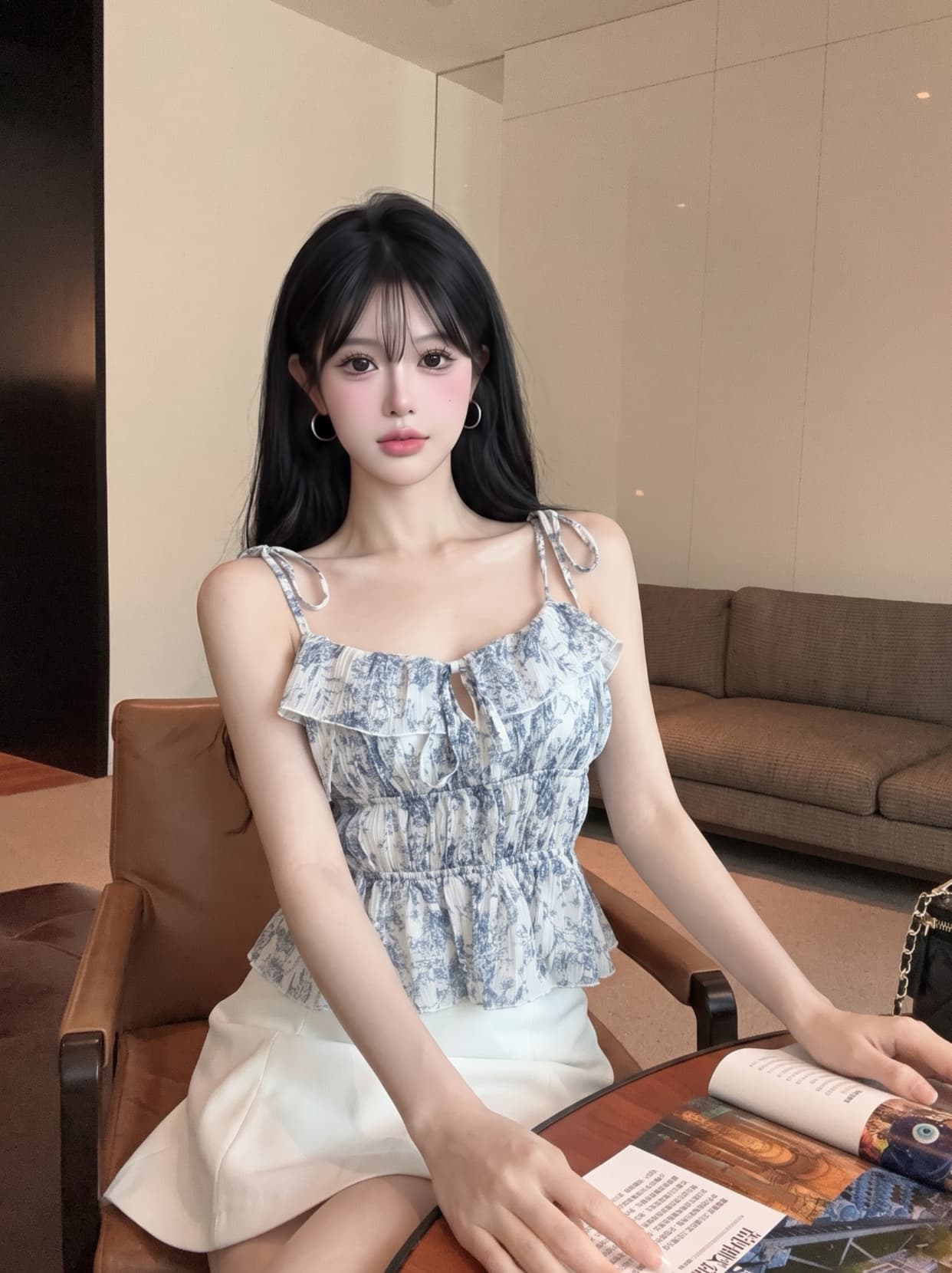 실사 프랑스식 꽃무늬 슬립 작은 조끼 여성 여름 만나는 인사이드 가져 가라. 허리 수축 쇼트 스타일 고유 한 Chic 맨위 외출용 이미지 3