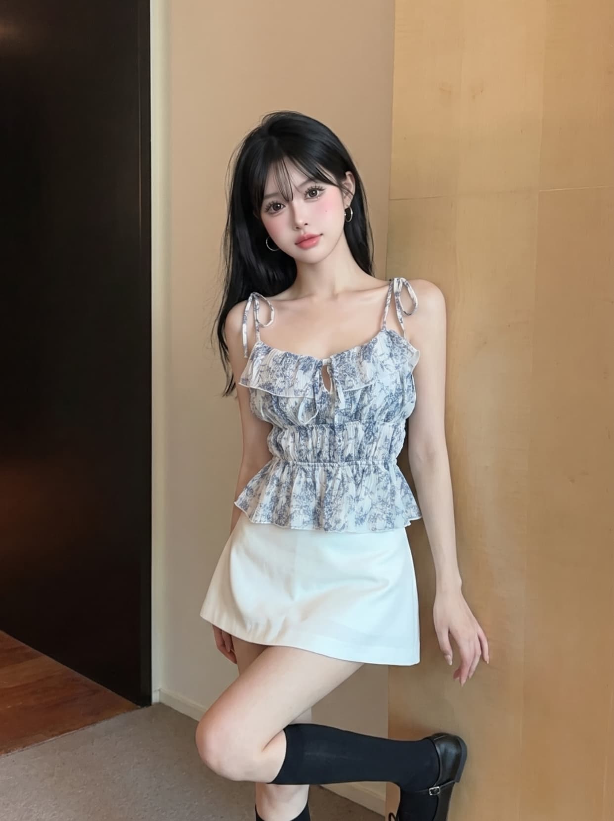 실사 프랑스식 꽃무늬 슬립 작은 조끼 여성 여름 만나는 인사이드 가져 가라. 허리 수축 쇼트 스타일 고유 한 Chic 맨위 외출용 상세 이미지 4