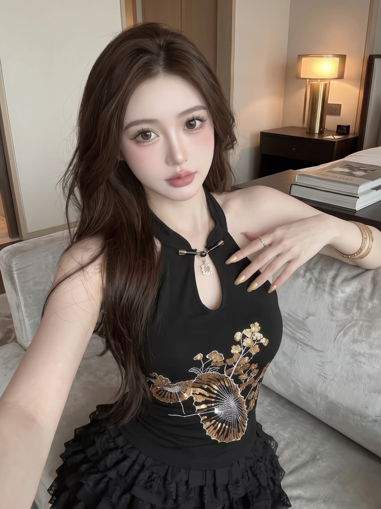 실사 새로운 중식 국풍 홀로우 아웃 자수 민소매 행침 목 조끼 여성 여름 슬림해 보이는 핫걸 쇼트 스타일 외출용 맨위 상세 이미지 5