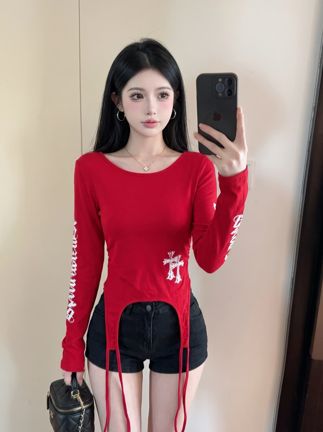 실사 순수한 욕망 바람 핫걸 쇼트 스타일 긴팔 티셔츠 여성 여름 몸매 가꾸기 슬림해 보이는 다용도 디자인 센스 기본 셔츠 맨위 상세 이미지 7