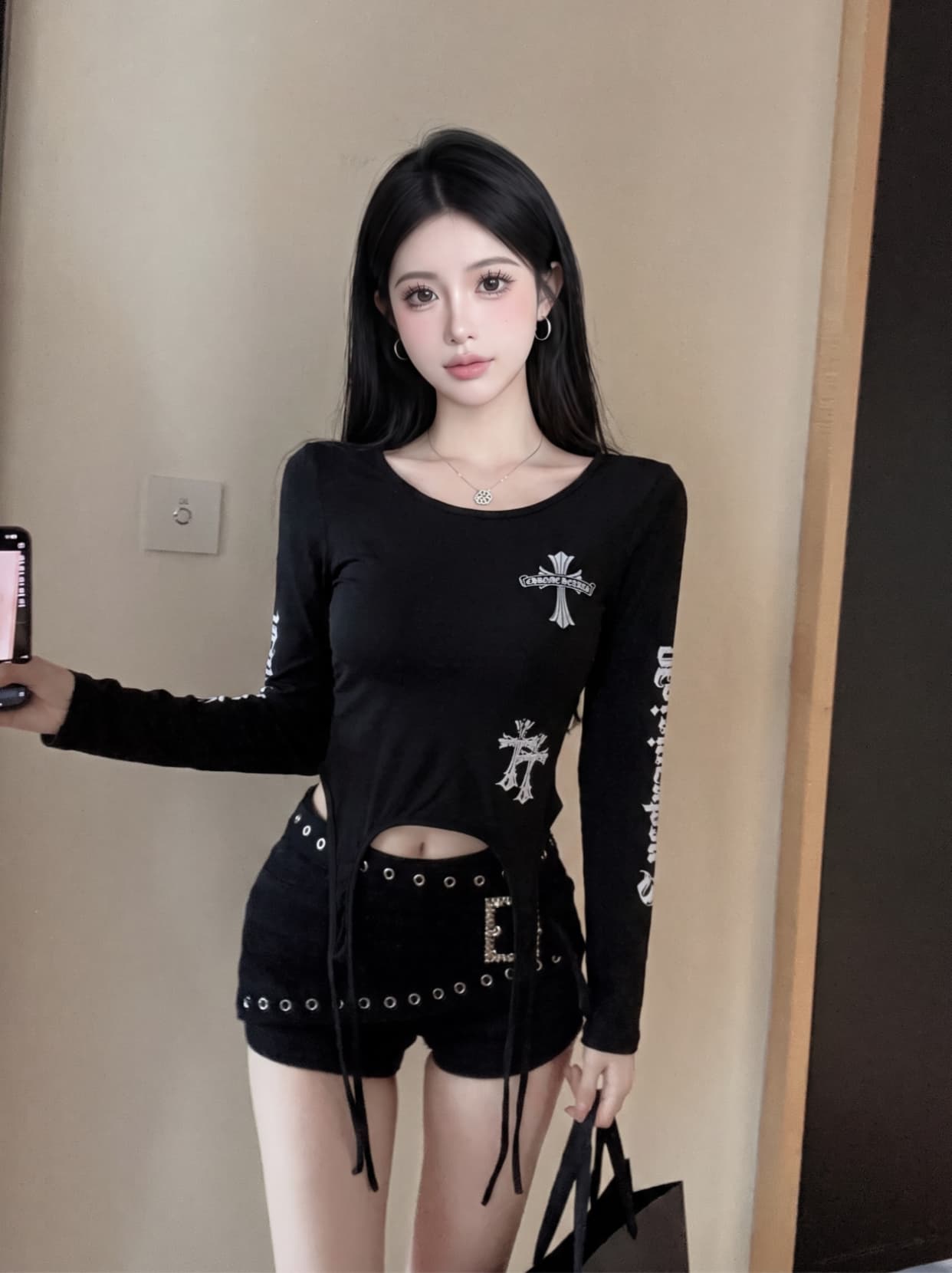 실사 순수한 욕망 바람 핫걸 쇼트 스타일 긴팔 티셔츠 여성 여름 몸매 가꾸기 슬림해 보이는 다용도 디자인 센스 기본 셔츠 맨위 상세 이미지 10